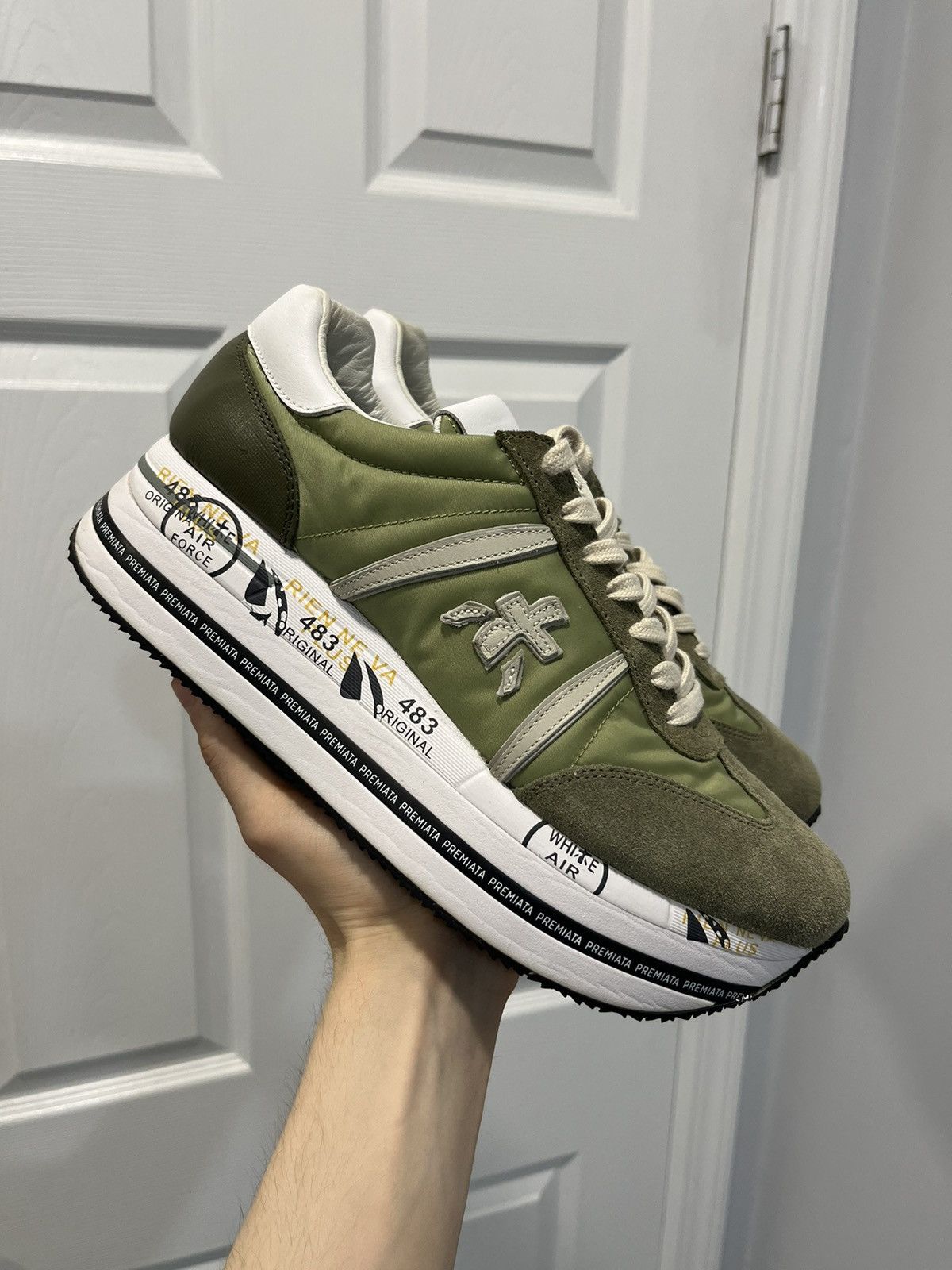 image of Premiata Beth Platform Women’S Urban Olive Conny Military Shoes in Green, Men's (Size 8)
