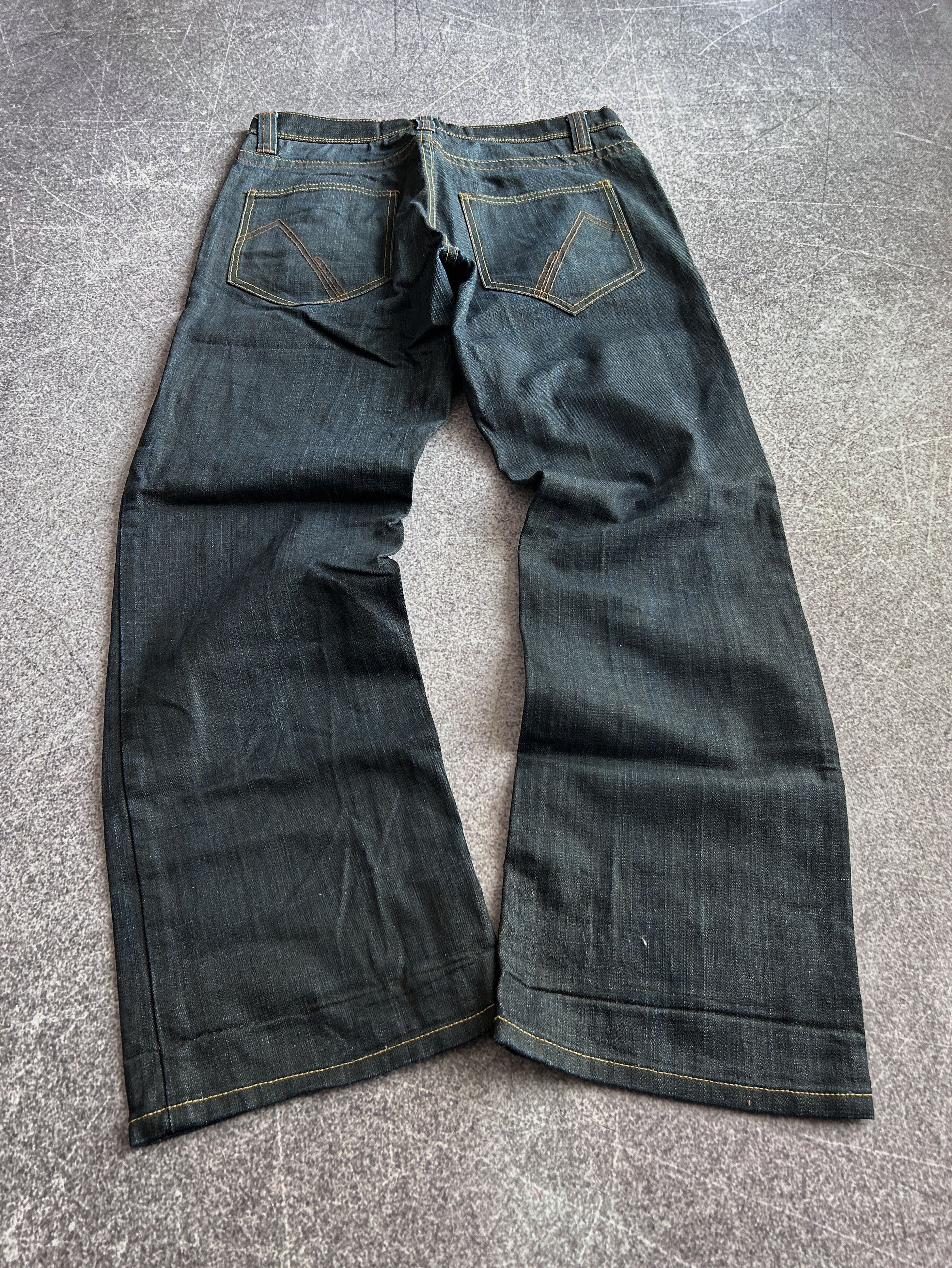 Vintage Y2K Wide Leg Denim Jeans Dark Wash Vintage Streetwear Style Size US 32 / EU 48 - 2 Thumbnail