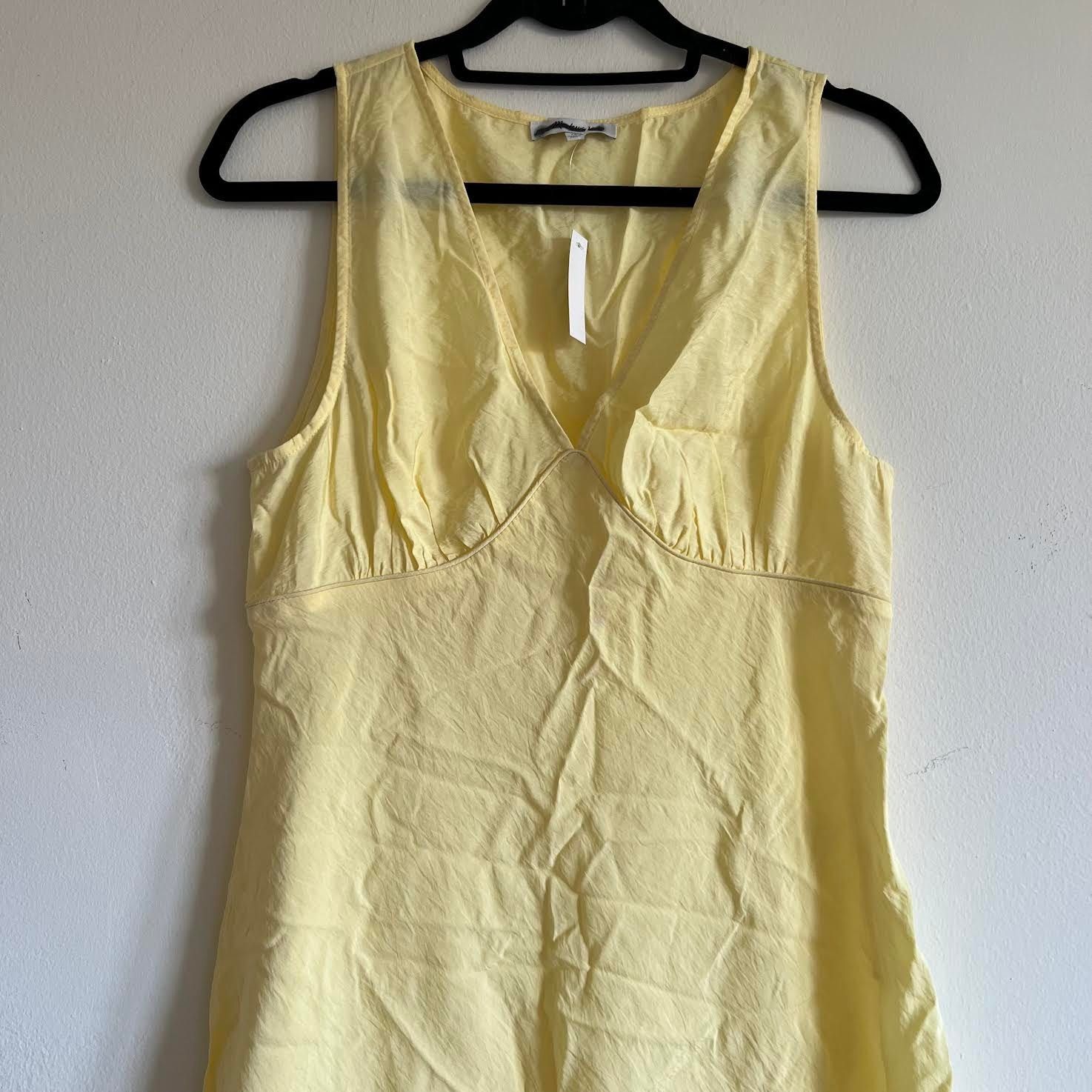 Madewell Madewell Ariana Midi viscose dress size 10 yellow v-neck Size L / US 10 / IT 46 - 3 Thumbnail