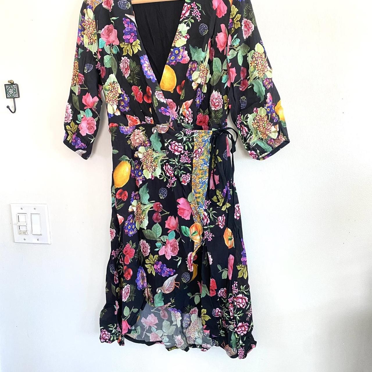 Desigual DESIGUAL BLACK MULTICOLOR WRAP MIDI DRESS WOMENS SIZE 36 XS Size XS / US 0-2 / IT 36-38 - 3 Thumbnail