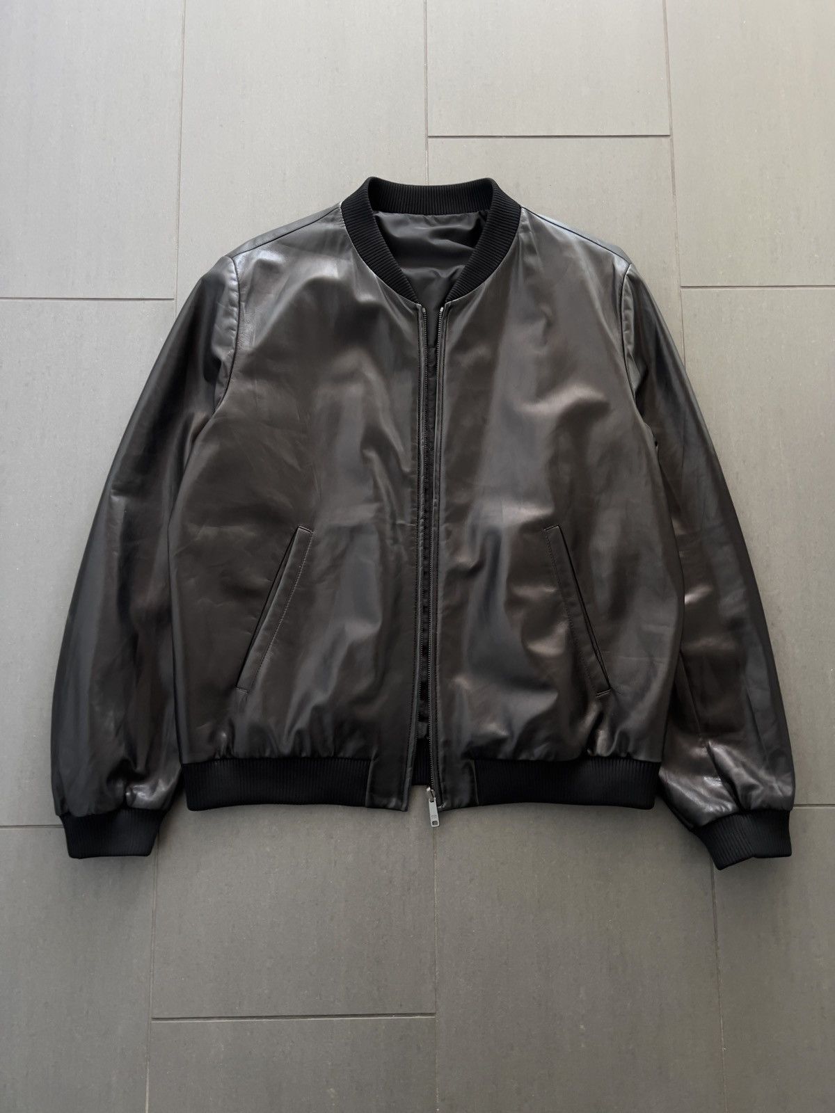 image of Prada Mainline Fw17 Reversible Lambskin Bomber Jacket in Black, Men's (Size XL)