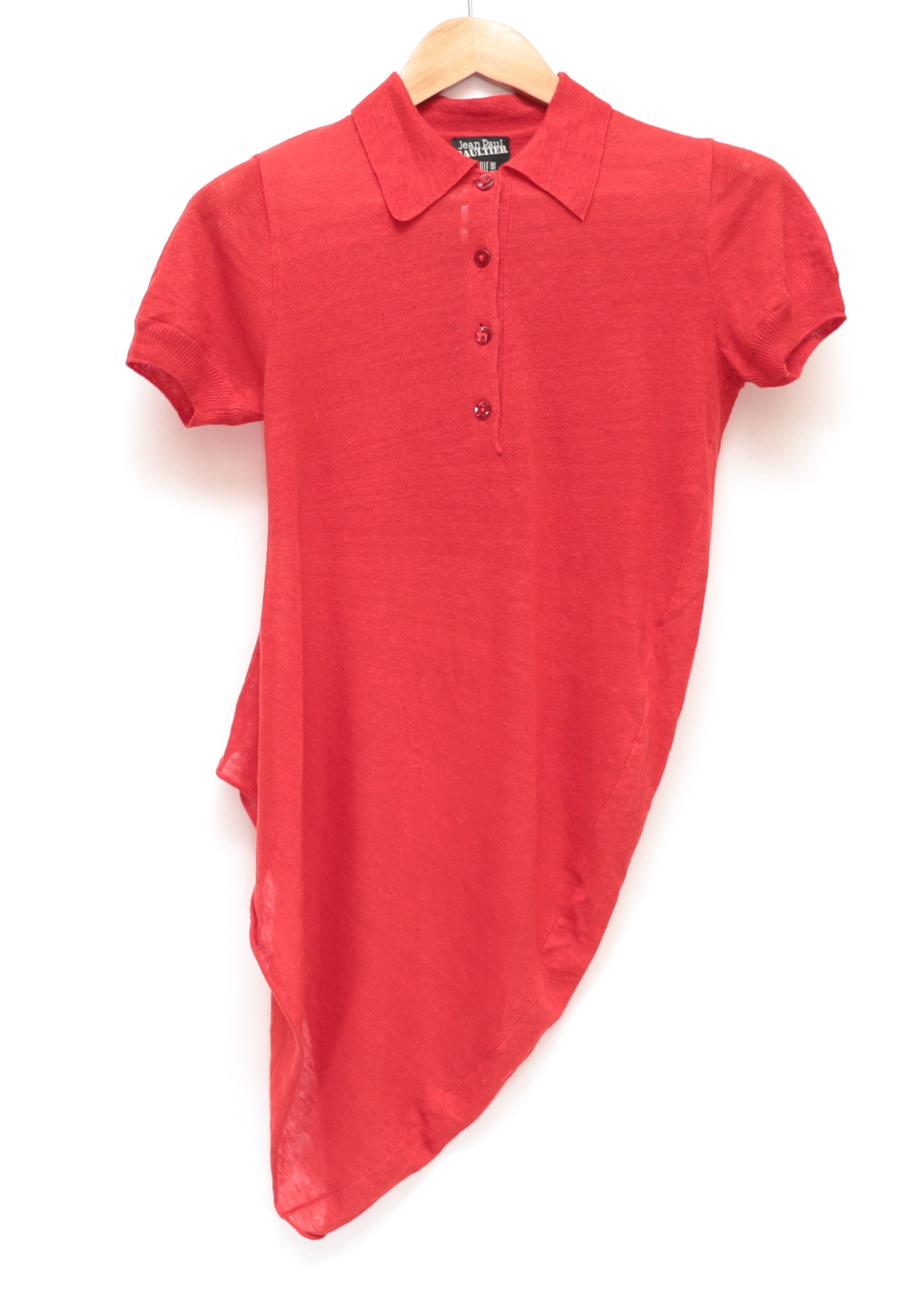 Jean Paul Gaultier NWT Jean Paul Gaultier Asymmetrical Polo Shirt Red Linen M Size M / US 6-8 / IT 42-44 - 1 Thumbnail
