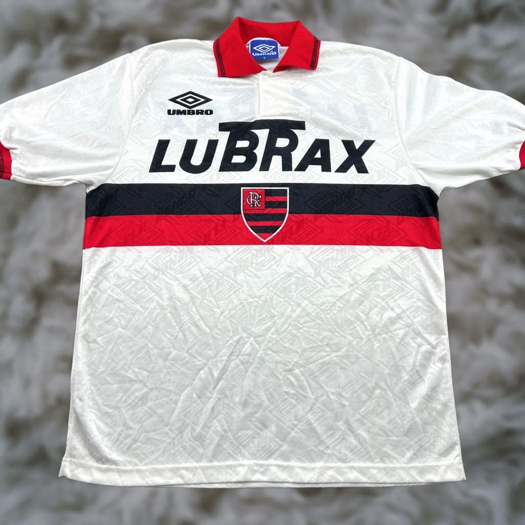Umbro Umbro Flamengo Away Mens Football Jersey Shirt Large White Camiseta 1993 1994 Jersey Football Mens Shirts Size US L / EU 52-54 / 3 - 1 Thumbnail