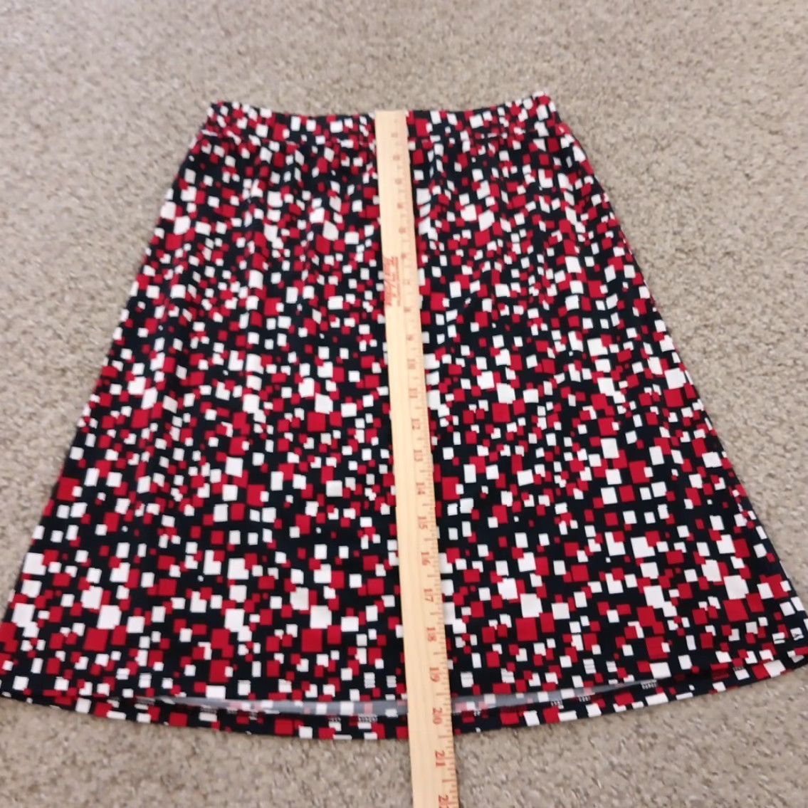 Vintage Casual Corner Annex Skirt PS Petite Short Red Geometric A-Line Pull On Women Size 28" / US 6 / IT 42 - 4 Thumbnail