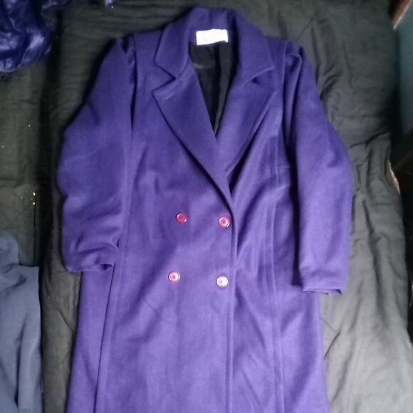 Other Vintage Stephane Matthews Double Breast Wool Overcoat Purple Size M / US 6-8 / IT 42-44 - 2 Thumbnail