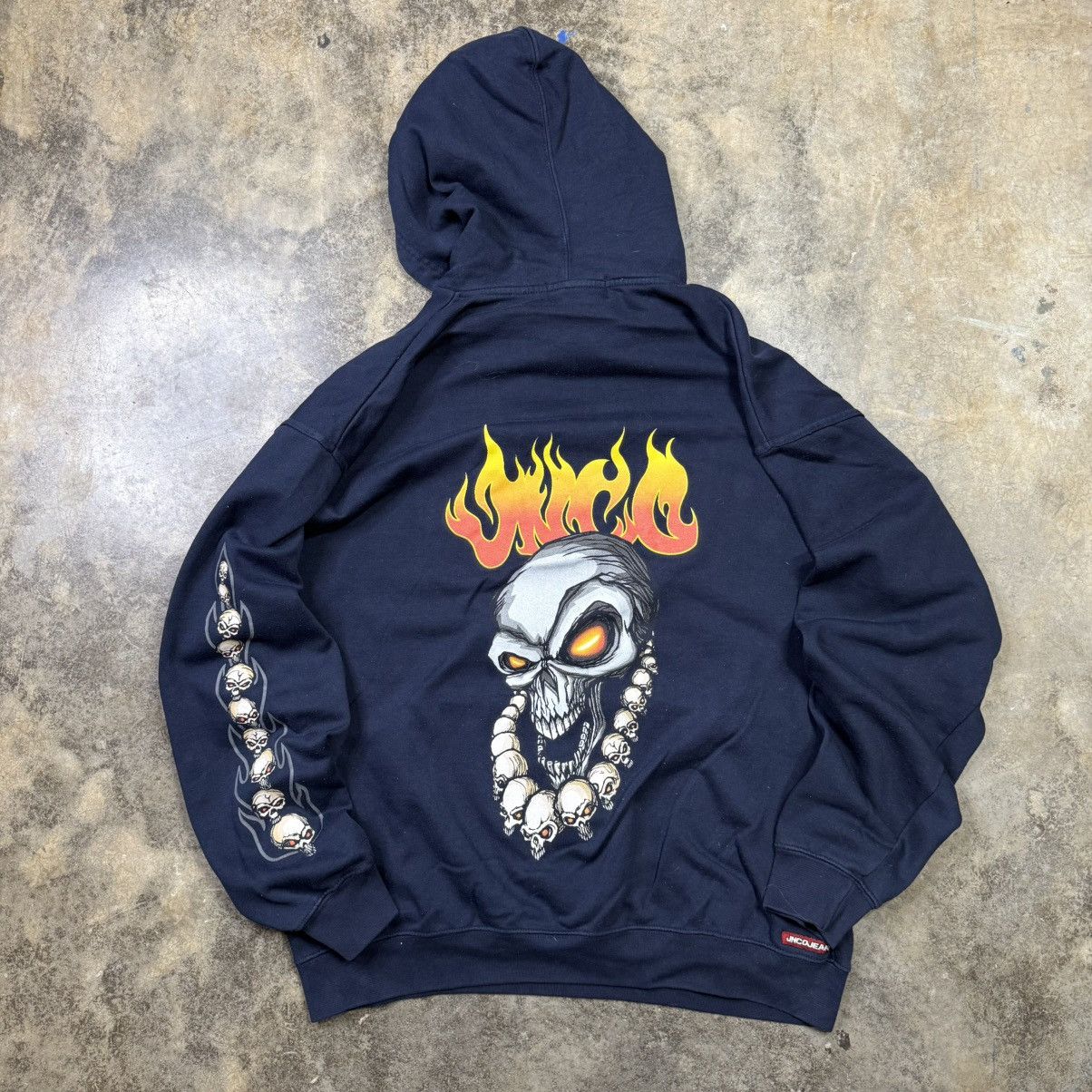 JNCO vintage jnco jeans flaming skull baggy skull hoodie Size US XL / EU 56 / 4 - 1 Thumbnail