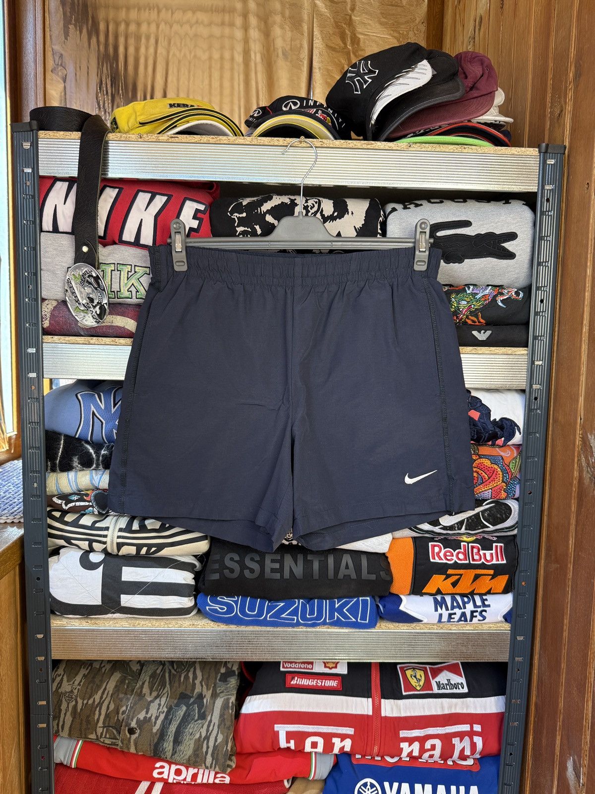 Nike Nike Vintage Shorts Blue Logo 90s Swoosh Dri Fit Running Size US 34 / EU 50 - 1 Thumbnail