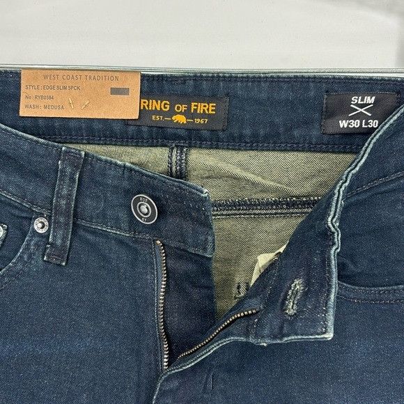 Ring Of Fire Ring of Fire Edge Slim Fit Dark Wash Jeans Men’s 30”x30” Size US 30 / EU 46 - 4 Thumbnail