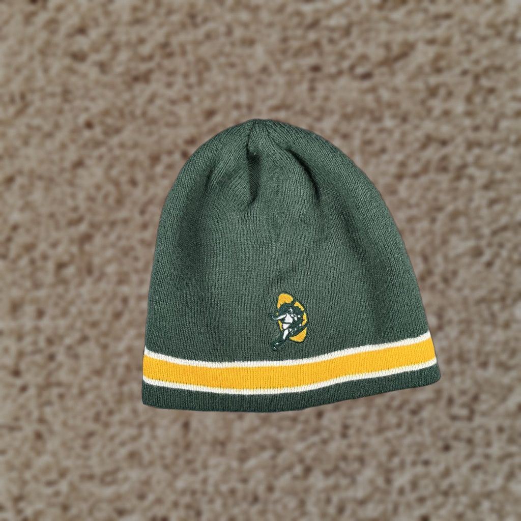 NFL NFL Green Bay Packers Beanie Hat Mens One Size Green Knit Striped Winter Sports Size ONE SIZE - 1 Thumbnail