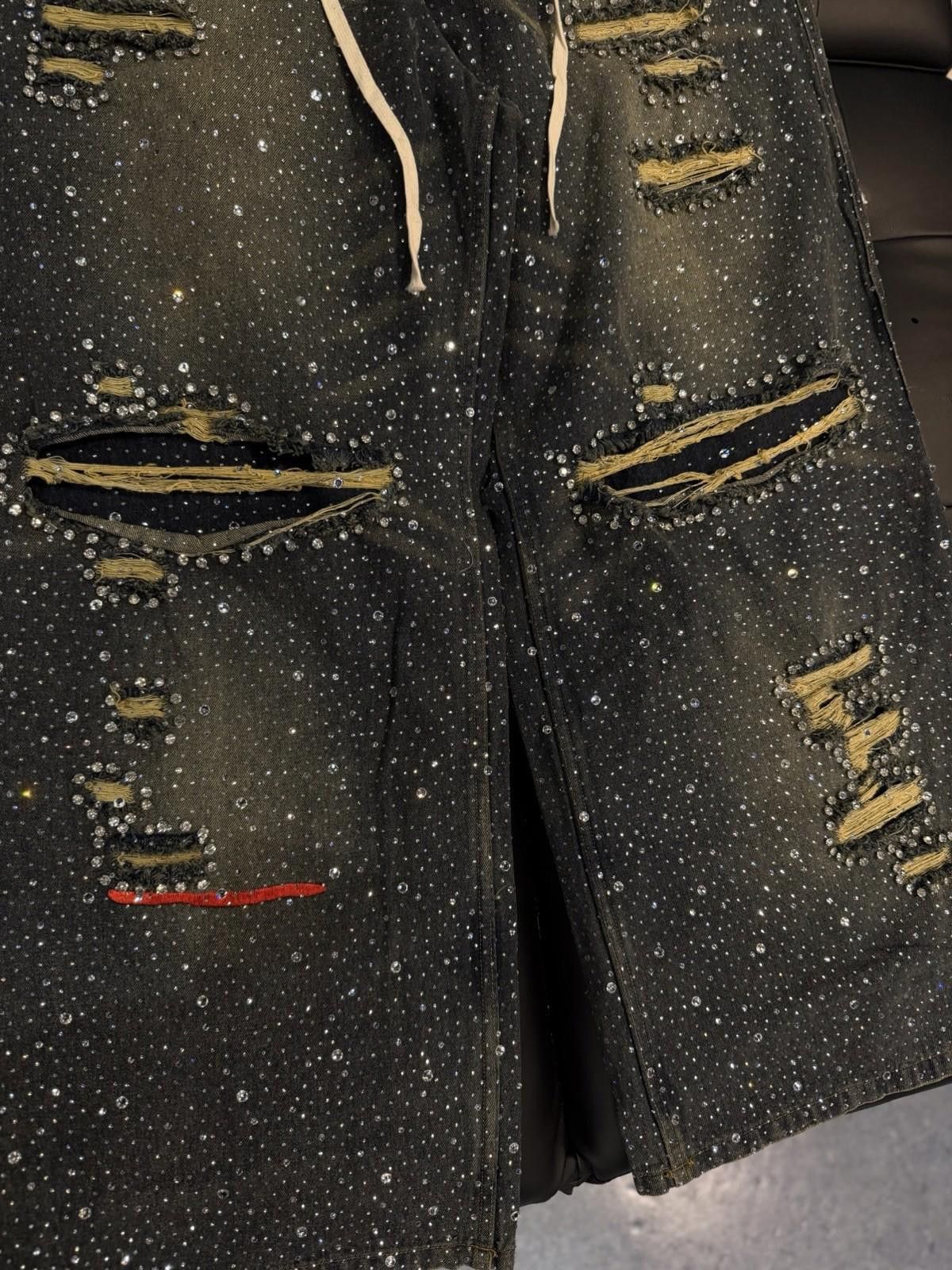 Vale Valley Baggy Crystal Stone Denim Blue Jeans Size 34 (NEW) Size US 34 / EU 50 - 9 Thumbnail