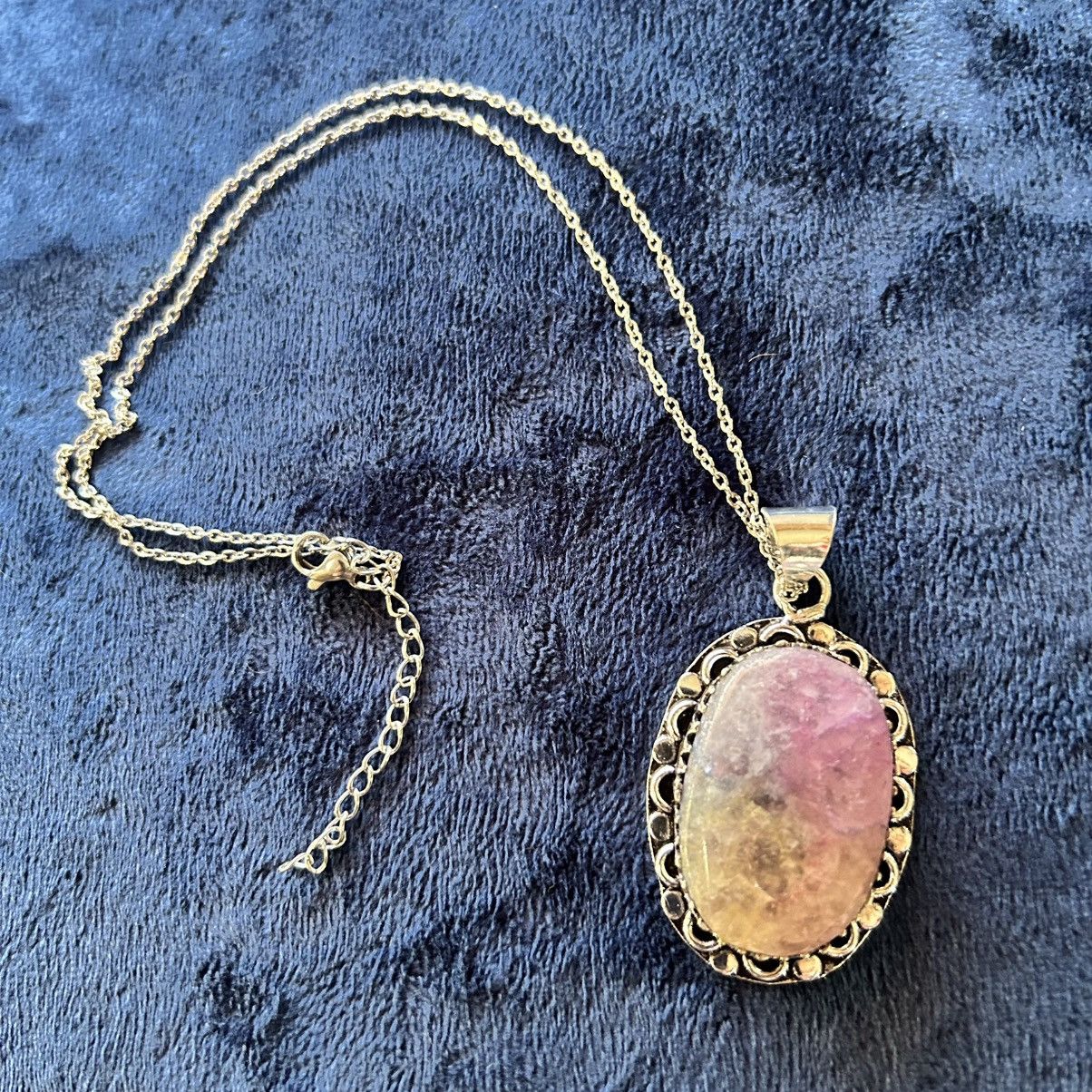 Handmade Handcrafted oval crackle quartz dogtooth 925 necklace Size ONE SIZE - 6 Thumbnail