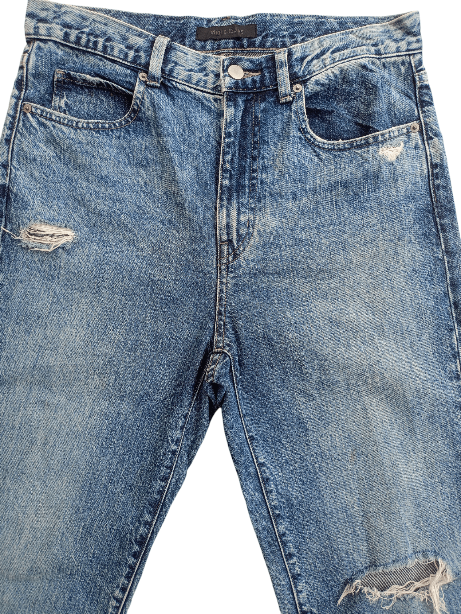 Uniqlo × Vintage UNIQLO Cropped Relaxed Tapered Distressed Denim Size 26" / US 2 / IT 38 - 2 Thumbnail