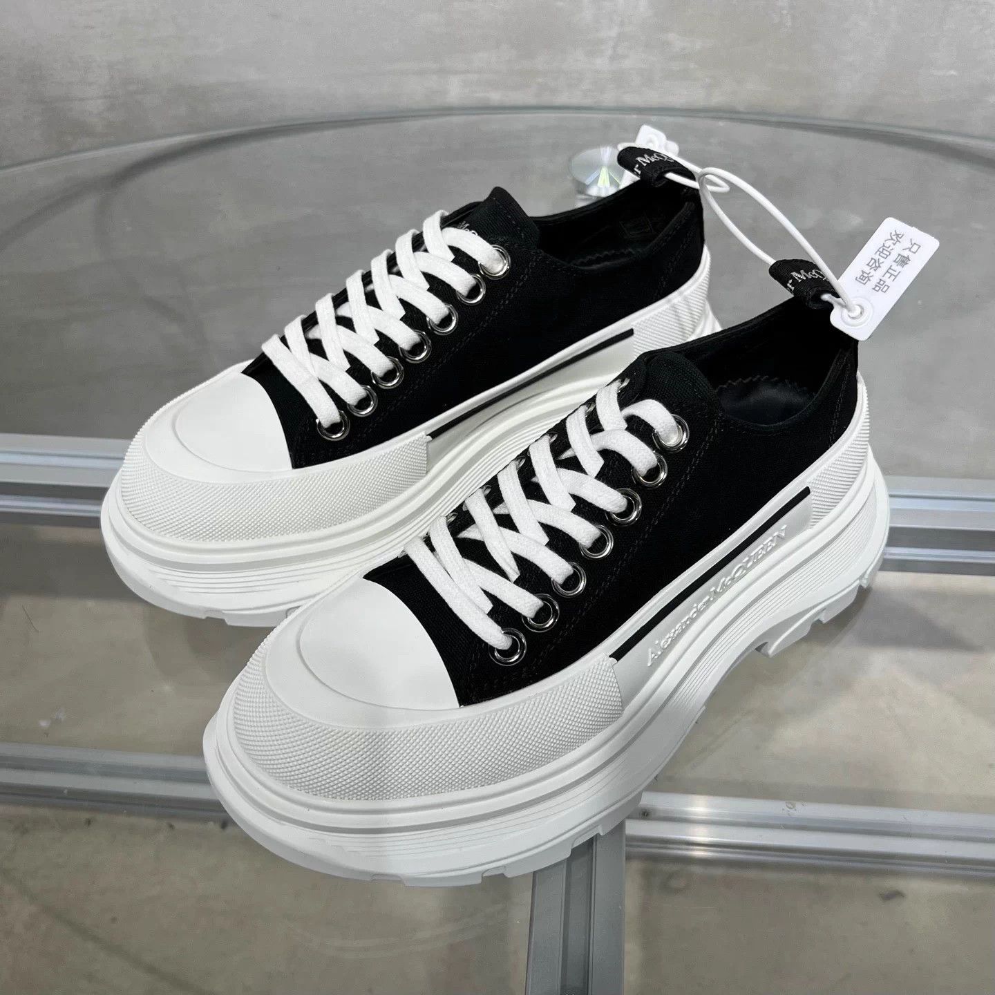 Alexander McQueen AMQ black white Martin boots 35.5 new tried Size US 5.5 / IT 35.5 - 2 Thumbnail