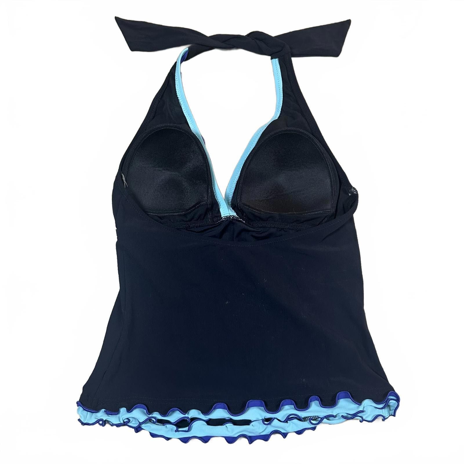 Unknown London Women’s Tankini Top Black with Blue Trim Y2K Size ONE SIZE - 2 Thumbnail