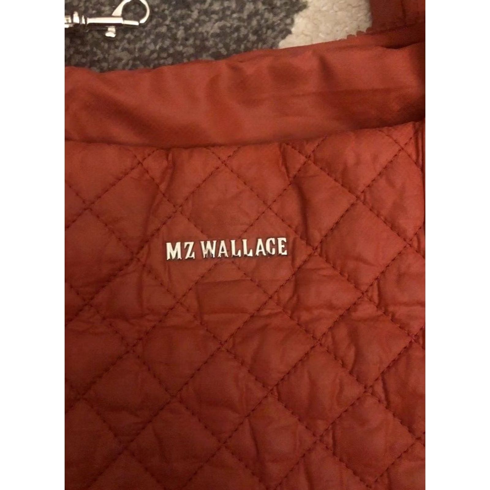 MZ Wallace MZ Wallace Medium Quilted Sutton Nylon Deluxe Crossbody Bag and Wallet Orange Red Leather Straps Adjustable Strap Zip Pockets Size ONE SIZE - 3 Thumbnail