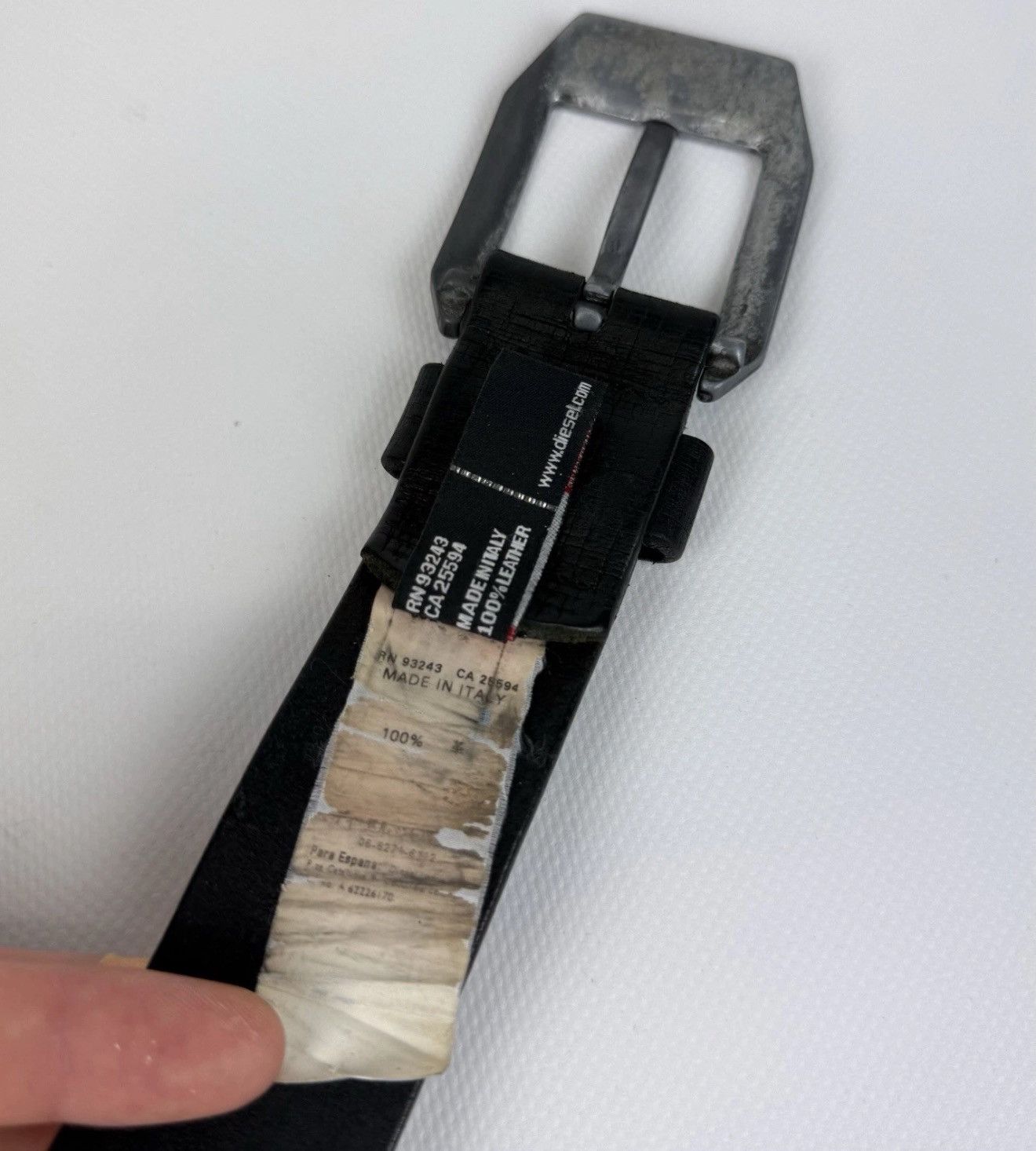 Diesel Diesel 1978 Avant Garde Leather Metal Belt Men’s Black Rock Size ONE SIZE - 7 Thumbnail