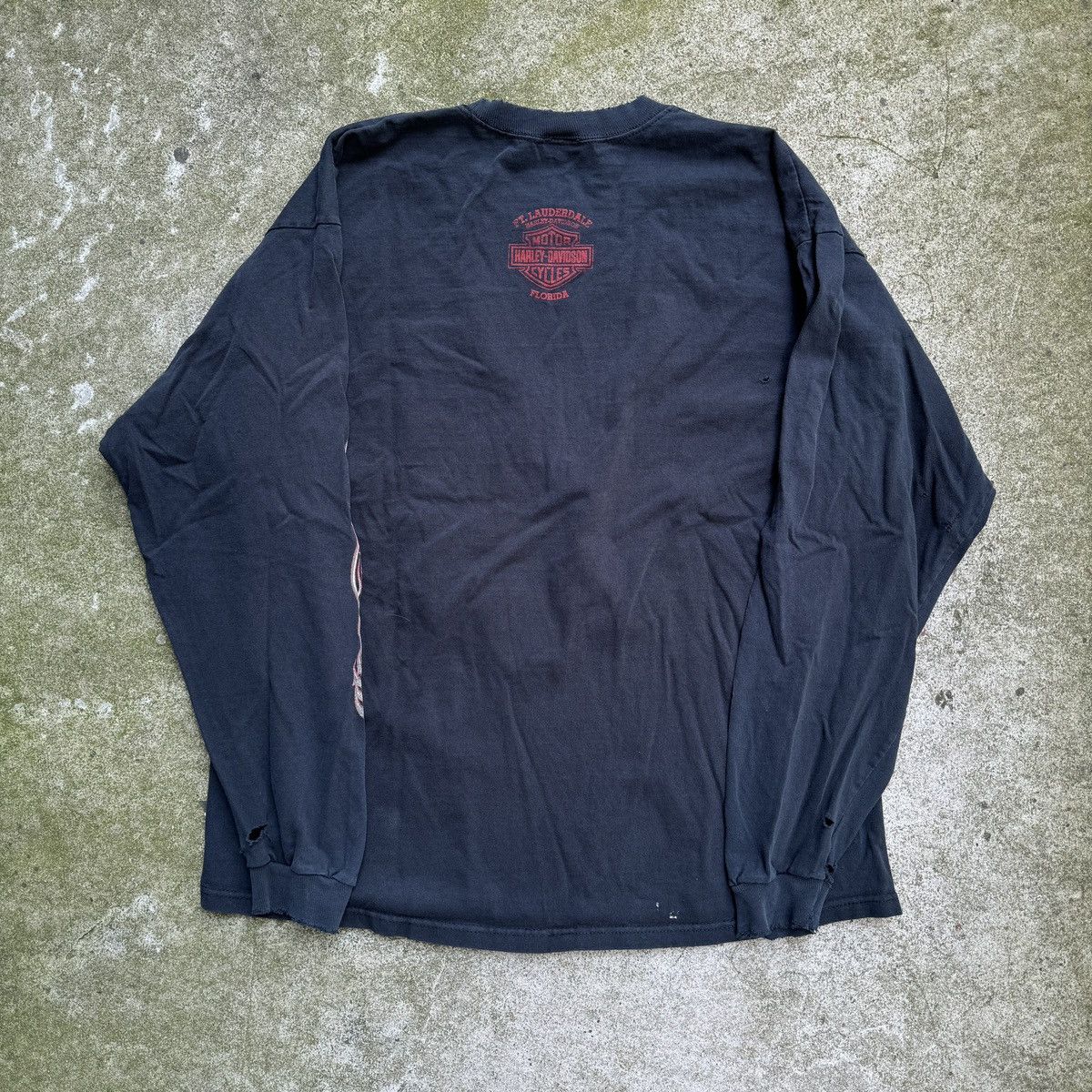 Harley Davidson Thrashed Faded Distressed Flame Longsleeve ERD Grunge Chrome Size US XL / EU 56 / 4 - 4 Thumbnail