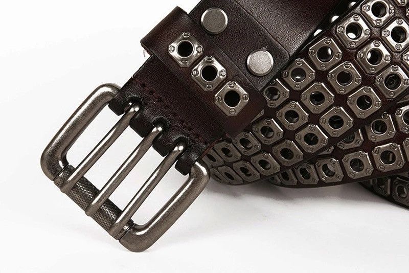 Leather × Vintage Heavy Metal Cowboy Punk Belt Size ONE SIZE - 4 Thumbnail