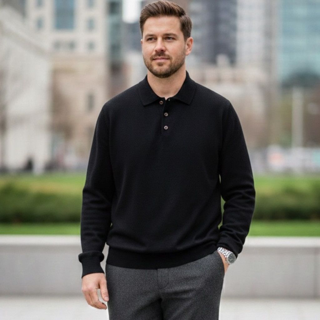 Other Mino Lombardi Black 100% Wool Polo Sweater Size 54/ XL Size US L / EU 52-54 / 3 - 1 Thumbnail