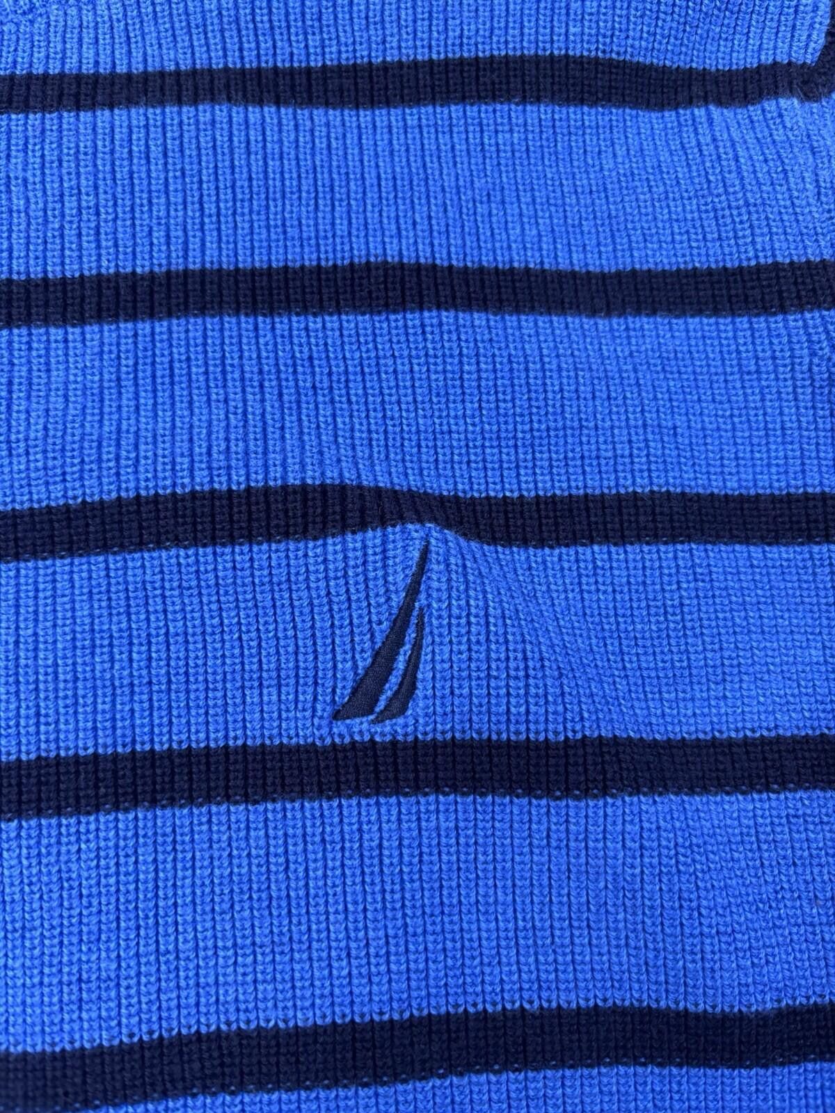 Nautica Nautica Men’s Crew-Neck Blue Striped Knit Sweater Size M Size US M / EU 48-50 / 2 - 4 Thumbnail