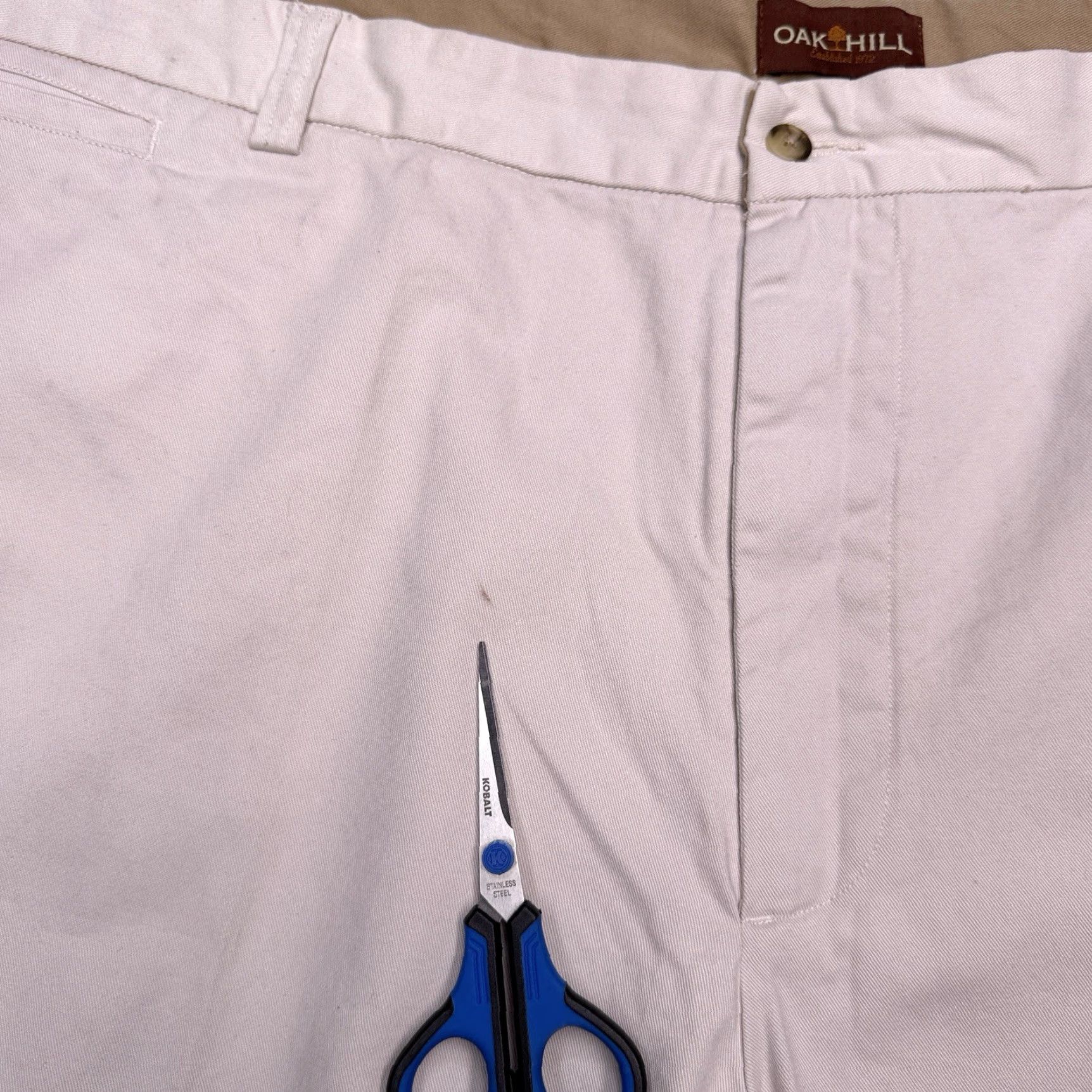Vintage Oak Hill Chino Pants Mens 54x30 Khaki Brown Flat Front New 54 Brown Cotton Twill Workwear, Travel, Formal Slant Pocket Straight Leg Big & Tall Mens Size US 38 / EU 54 - 6 Thumbnail