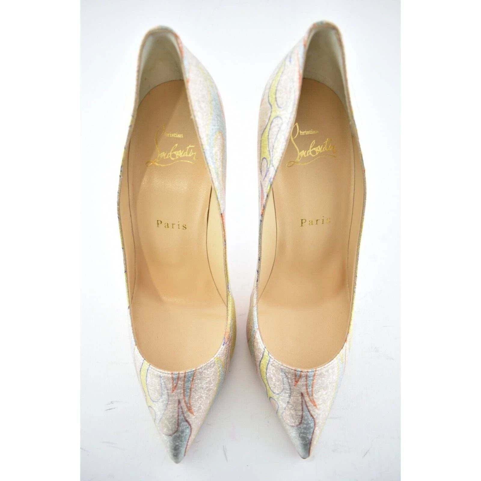 Christian Louboutin Christian Louboutin Pigalle Follies 100 Lurex Flame Orange Size US 7 / IT 37 - 7 Thumbnail