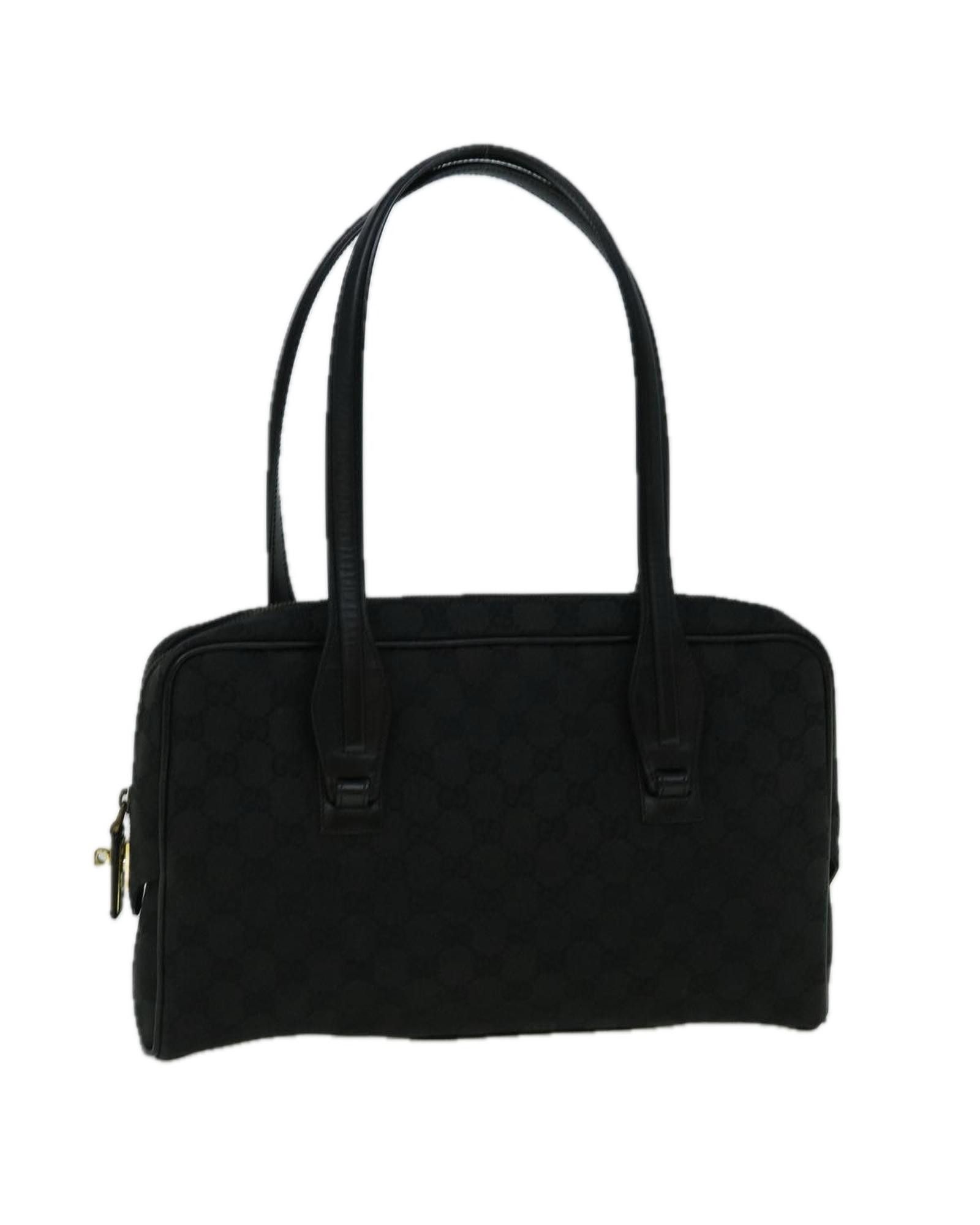 image of Gucci Canvas Tote Bag With GG Pattern And Metal Fittings in Black, Women's