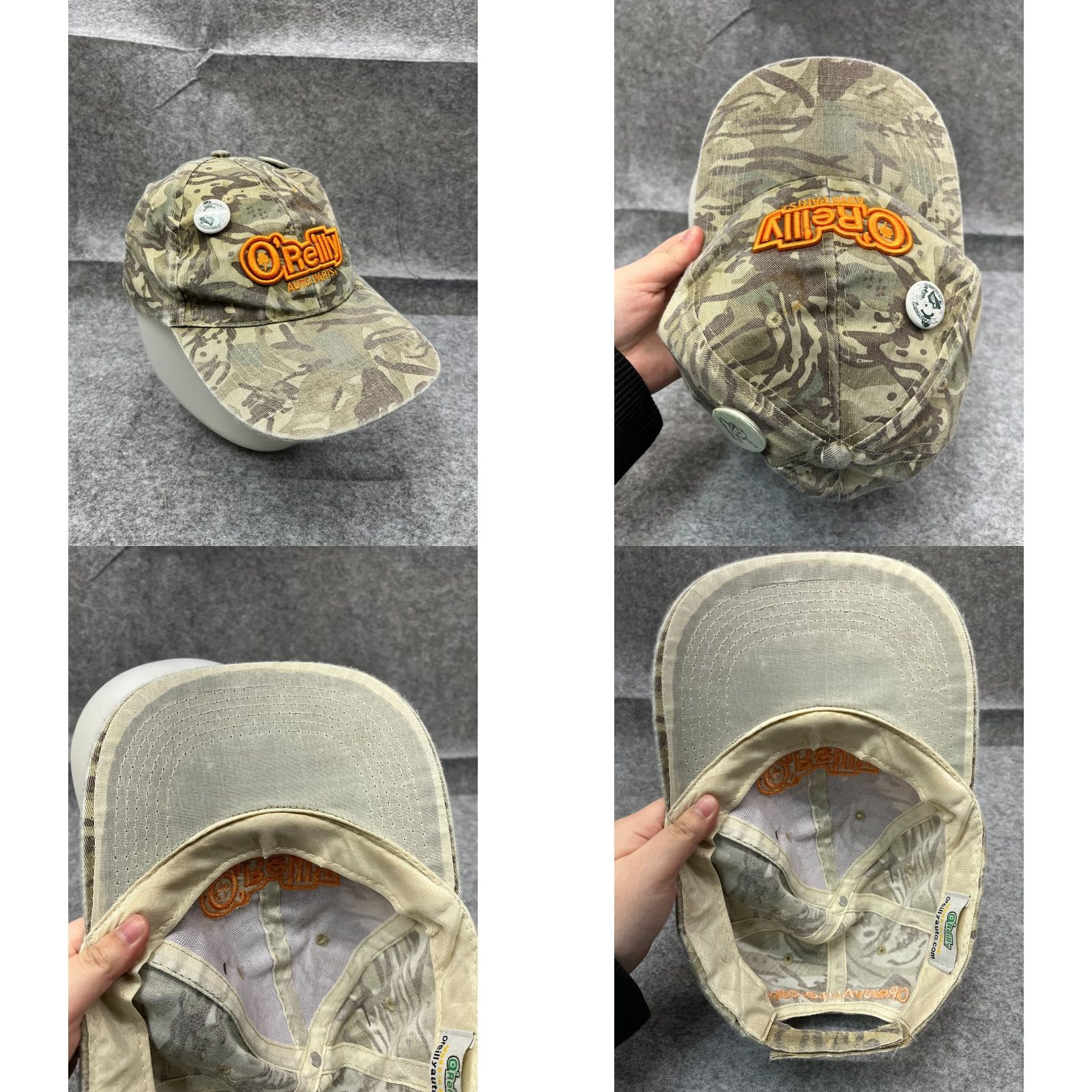 Vintage O'Reilly Auto Parts Hat Cap Adjustable One Size Green Camo Cotton Twill Baseball Cap Men Adult Size ONE SIZE - 8 Thumbnail