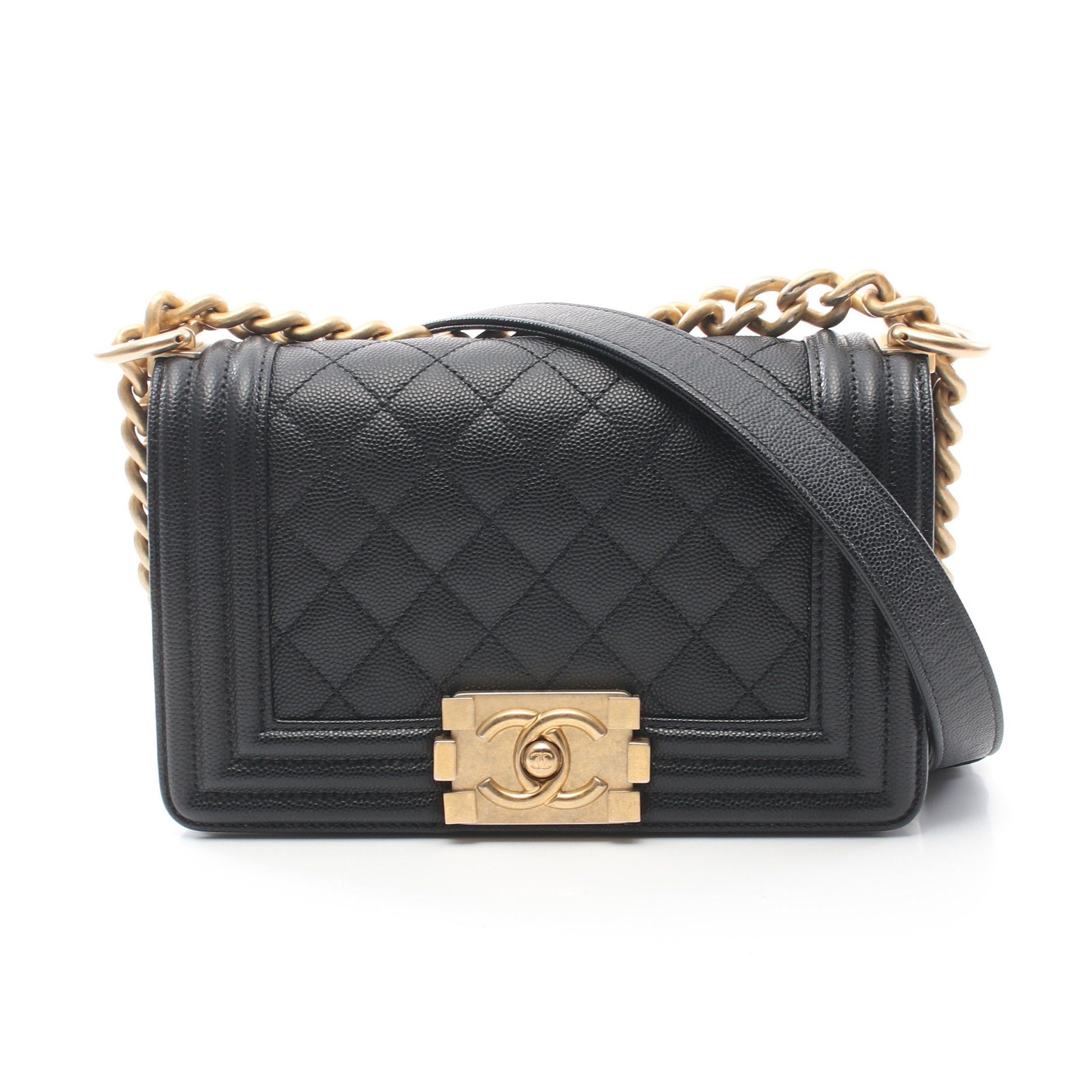 Chanel Chanel Boy Chanel Small Chain Shoulder Bag Caviar Skin Black Gold Hardware Size ONE SIZE - 1 Thumbnail