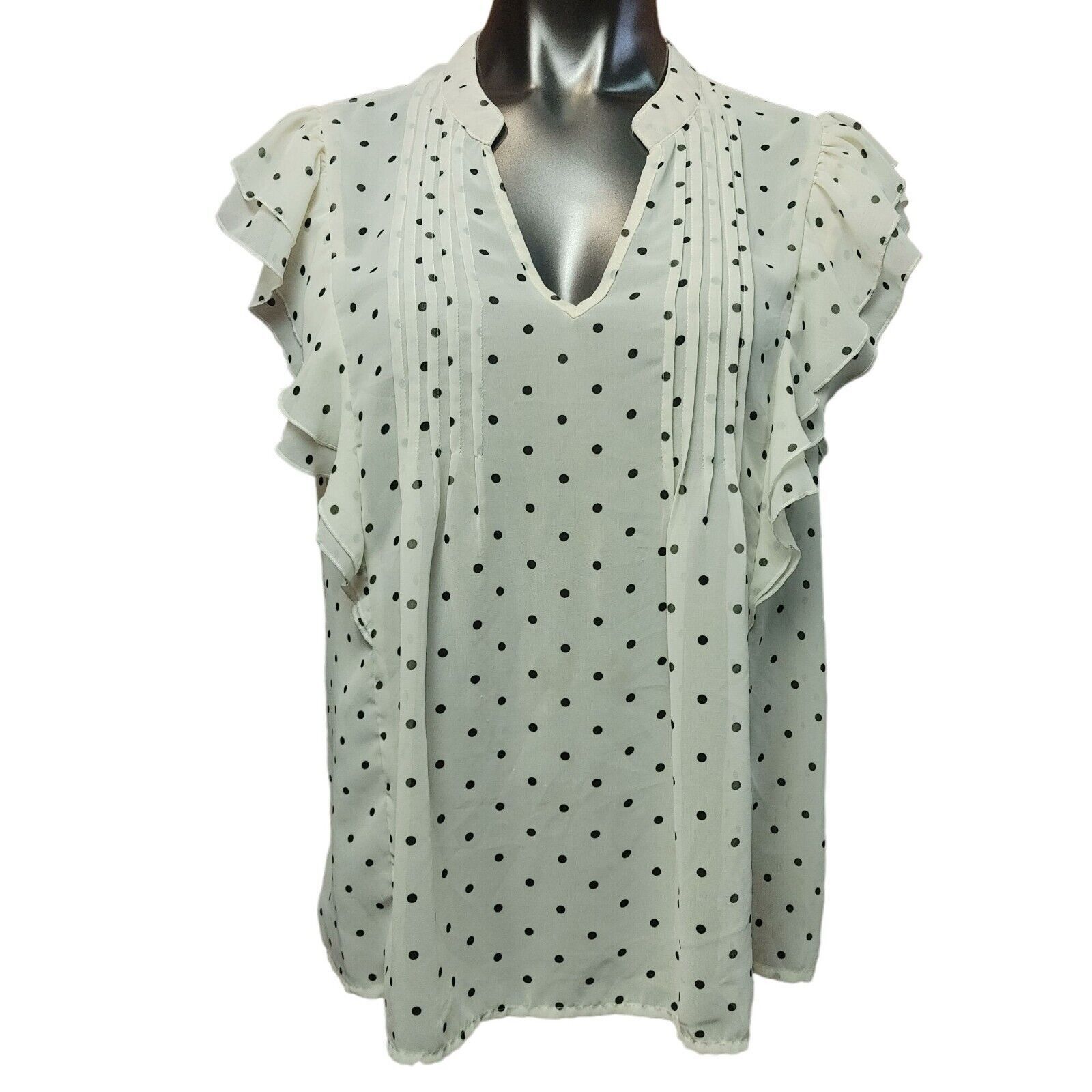 Other Elle Women's White Polka Dot Ruffled Sleeveless Top XL Size XL / US 12-14 / IT 48-50 - 1 Thumbnail