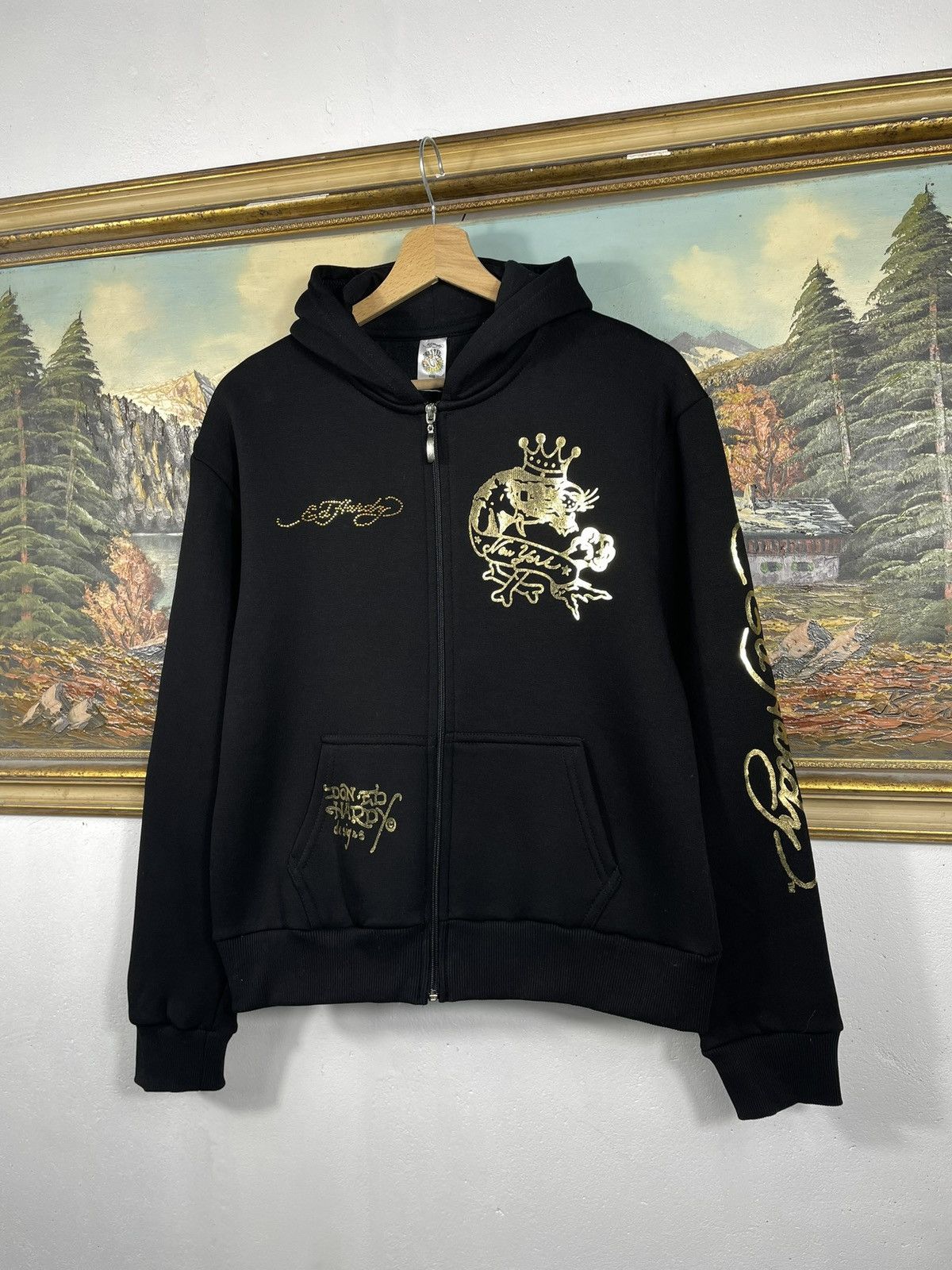 Christian Audigier × Ed Hardy × Vintage Ed Hardy Retro 00s Hoodie Sweatshirt Affliction Grunge Size M / US 6-8 / IT 42-44 - 4 Thumbnail