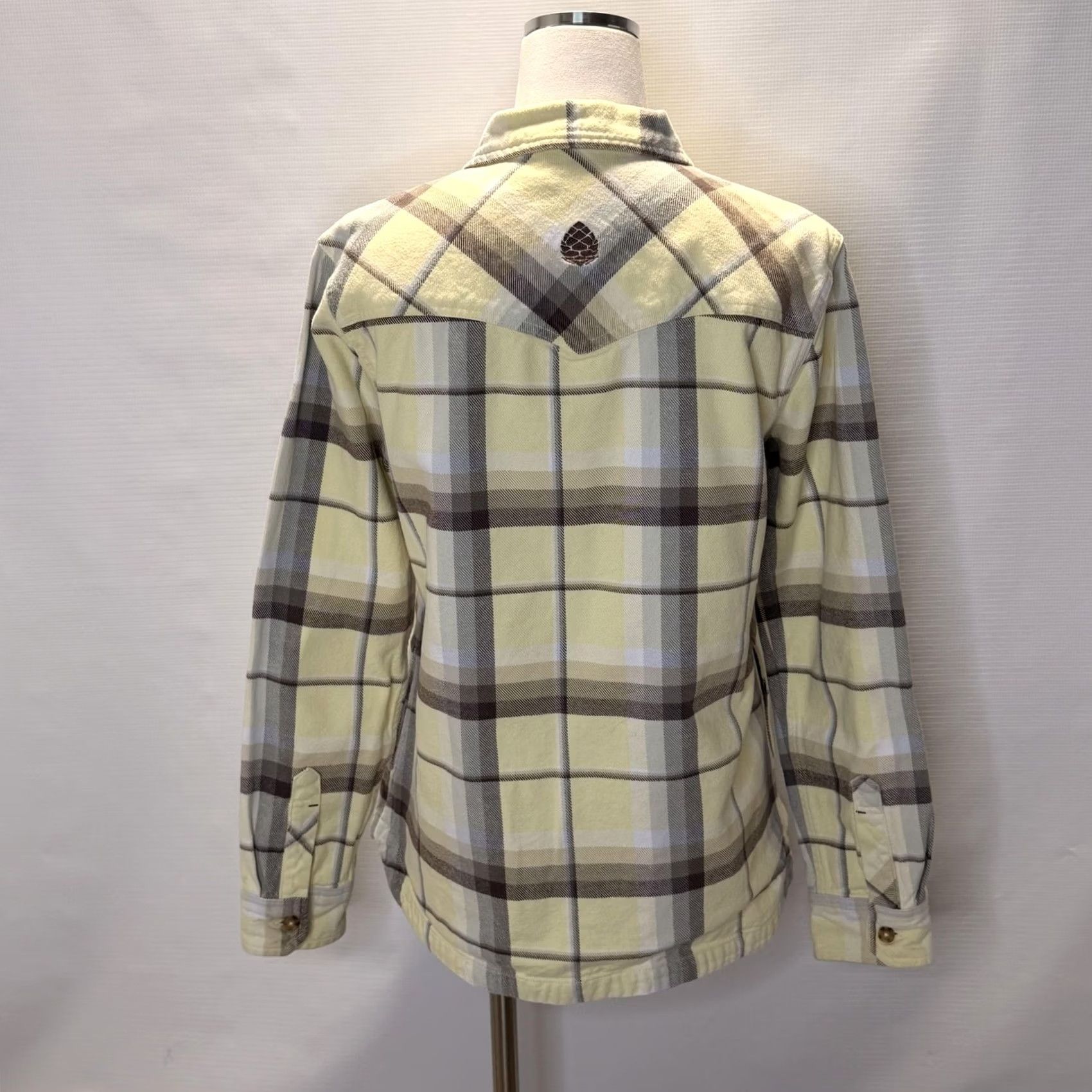 Vintage Stio Jacket Womens L Yellow Plaid Organic Cotton Flannel Lined Pockets Size L / US 10 / IT 46 - 3 Thumbnail