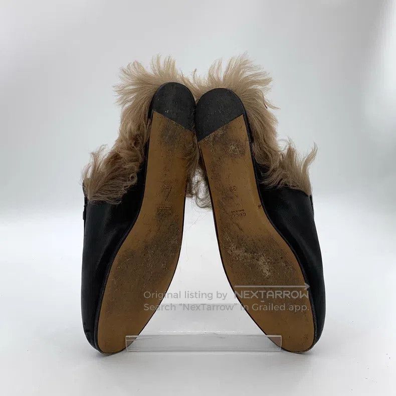 Gucci Gucci Black round head leather horse buckle fur flat botto Size US 8.5 / IT 38.5 - 5 Thumbnail
