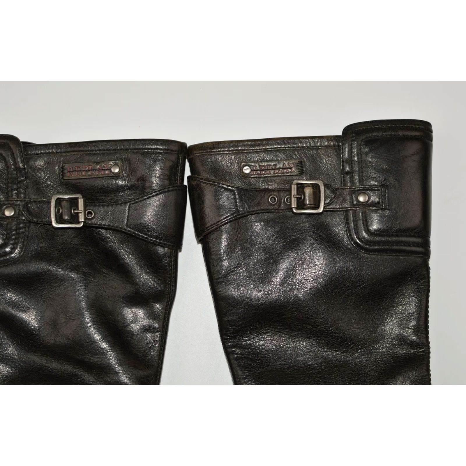 Replay Womens Replay RP1051 Biker Motorcycle High Boots US 10 / EUR 41 Leather Black Boots Women Size US 11 / IT 41 - 6 Thumbnail