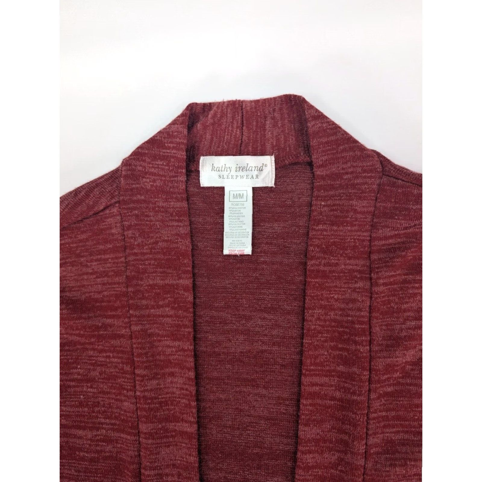 Vintage Kathy Ireland Cardigan Sweater Women's M Burgundy Open Front Pockets Shirt/ Sweater? Size M / US 6-8 / IT 42-44 - 7 Thumbnail