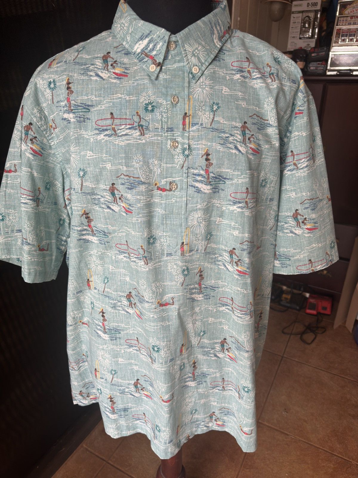 image of New Reyn Spooner Classic Surfers Paradise Men's in Green (Size 2XL)