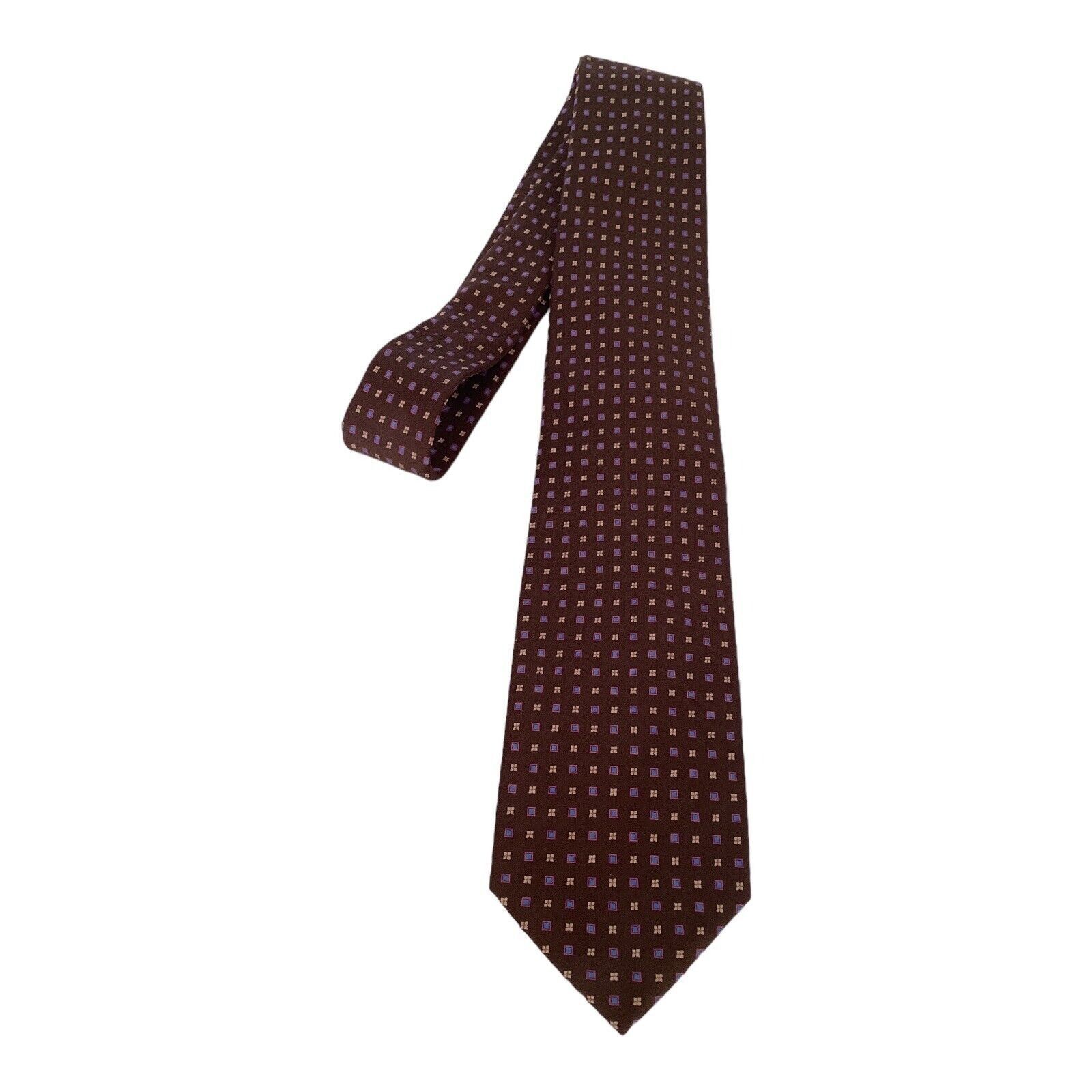 Brioni BRIONI Brown Geometric Luxury Designer Silk Tie Made In Ital Size ONE SIZE - 6 Thumbnail
