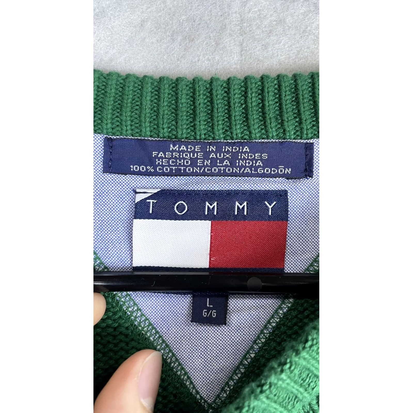 Tommy Hilfiger Tommy Hilfiger Sweater Mens Large Green Crewneck Cotton Knit Pullover Crest Logo Size US L / EU 52-54 / 3 - 3 Thumbnail