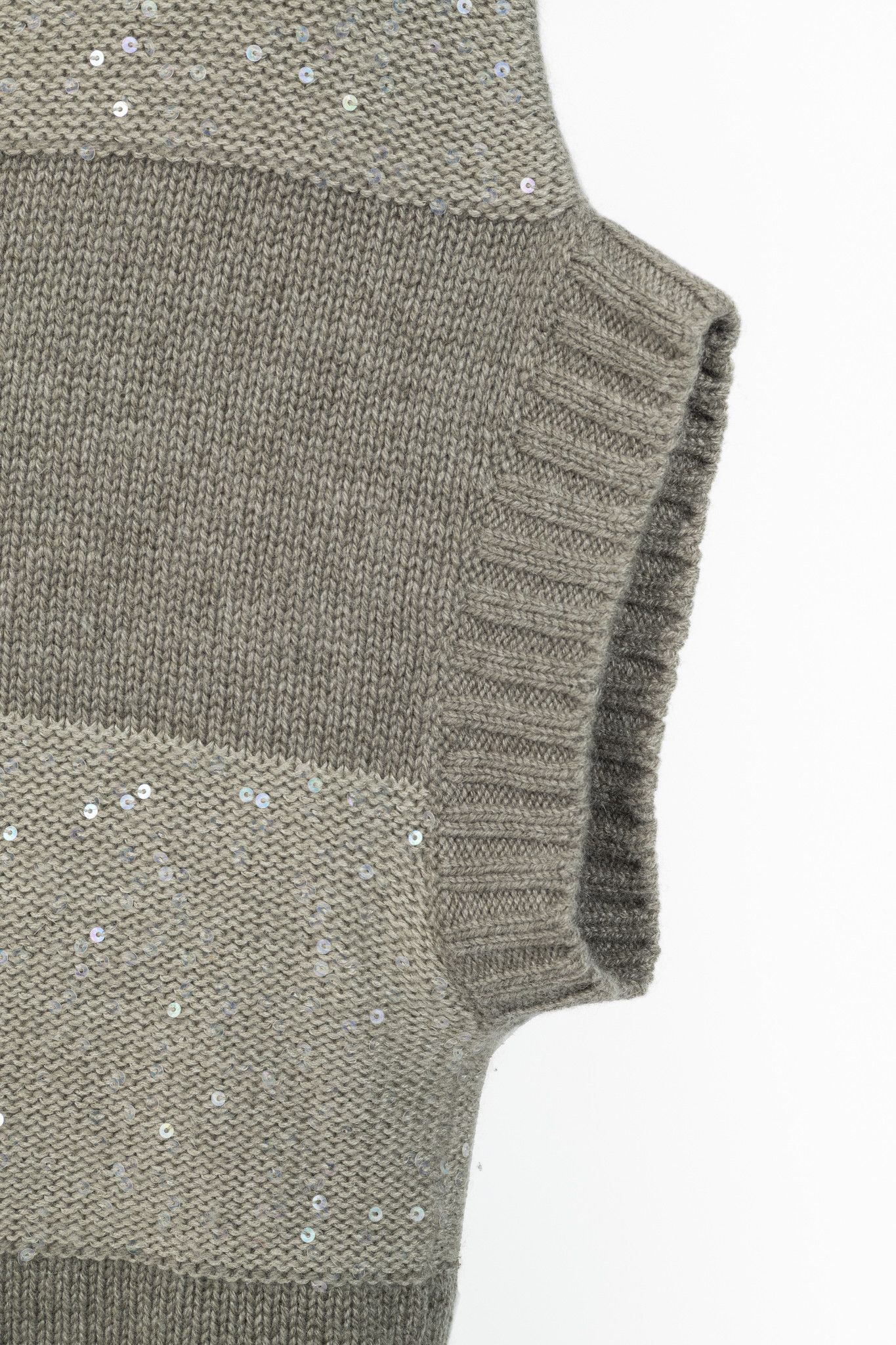 Brunello Cucinelli Grey Cashmere Sequin Turtleneck Sweater