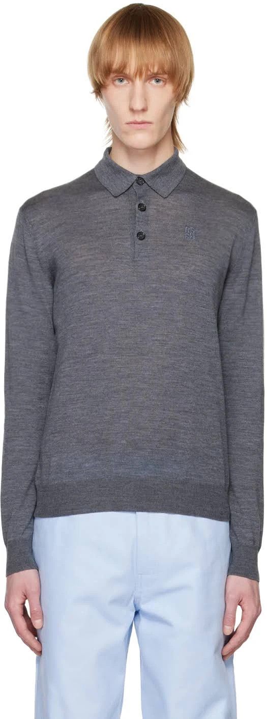 Raf Simons o1mle0924 Polo Shirt With Tonal Embroidery in Gray Size US M / EU 48-50 / 2 - 1 Thumbnail