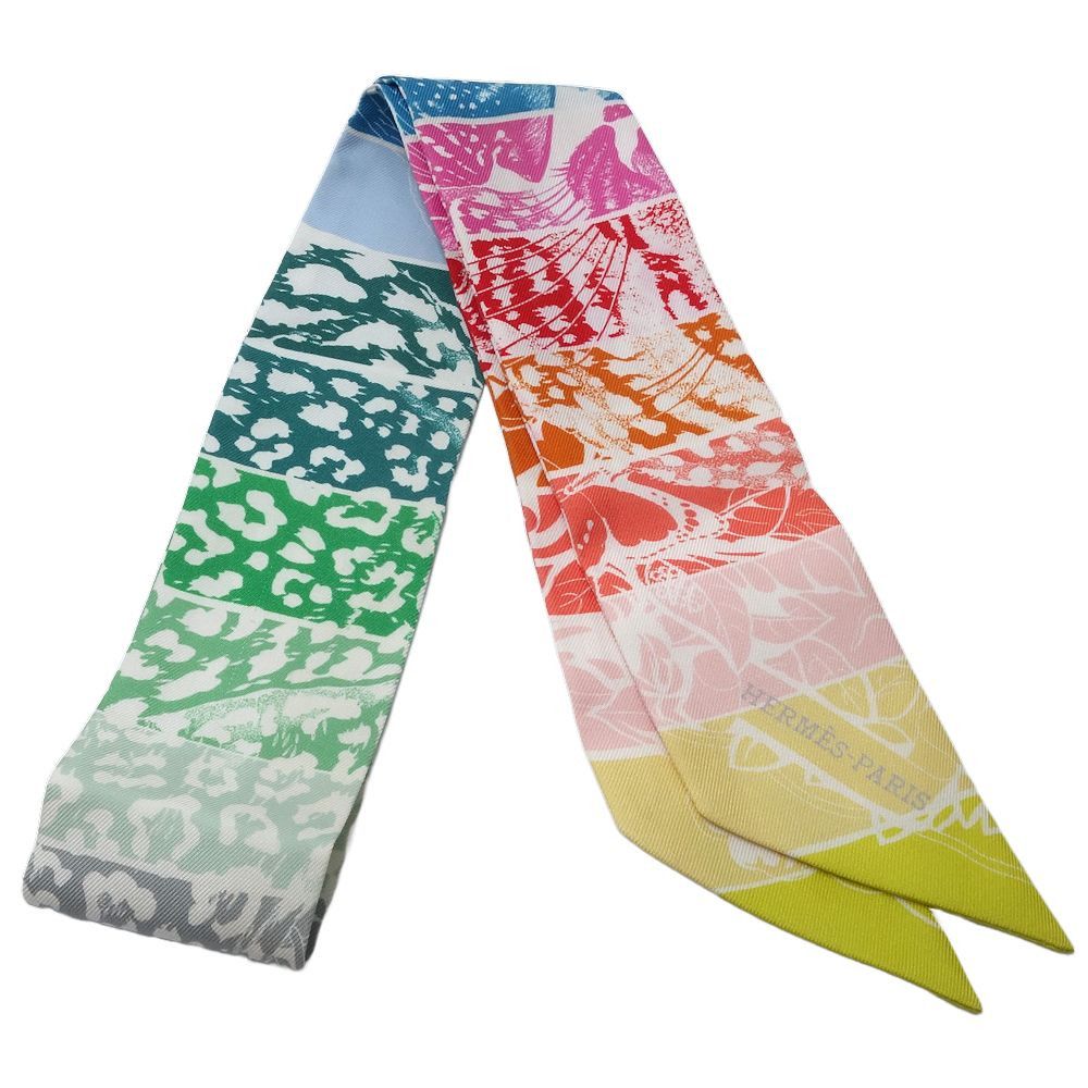 Other HERMES Silk Scarf Twilly JUNGLE LOVE RAINBOW Canvas Scarf