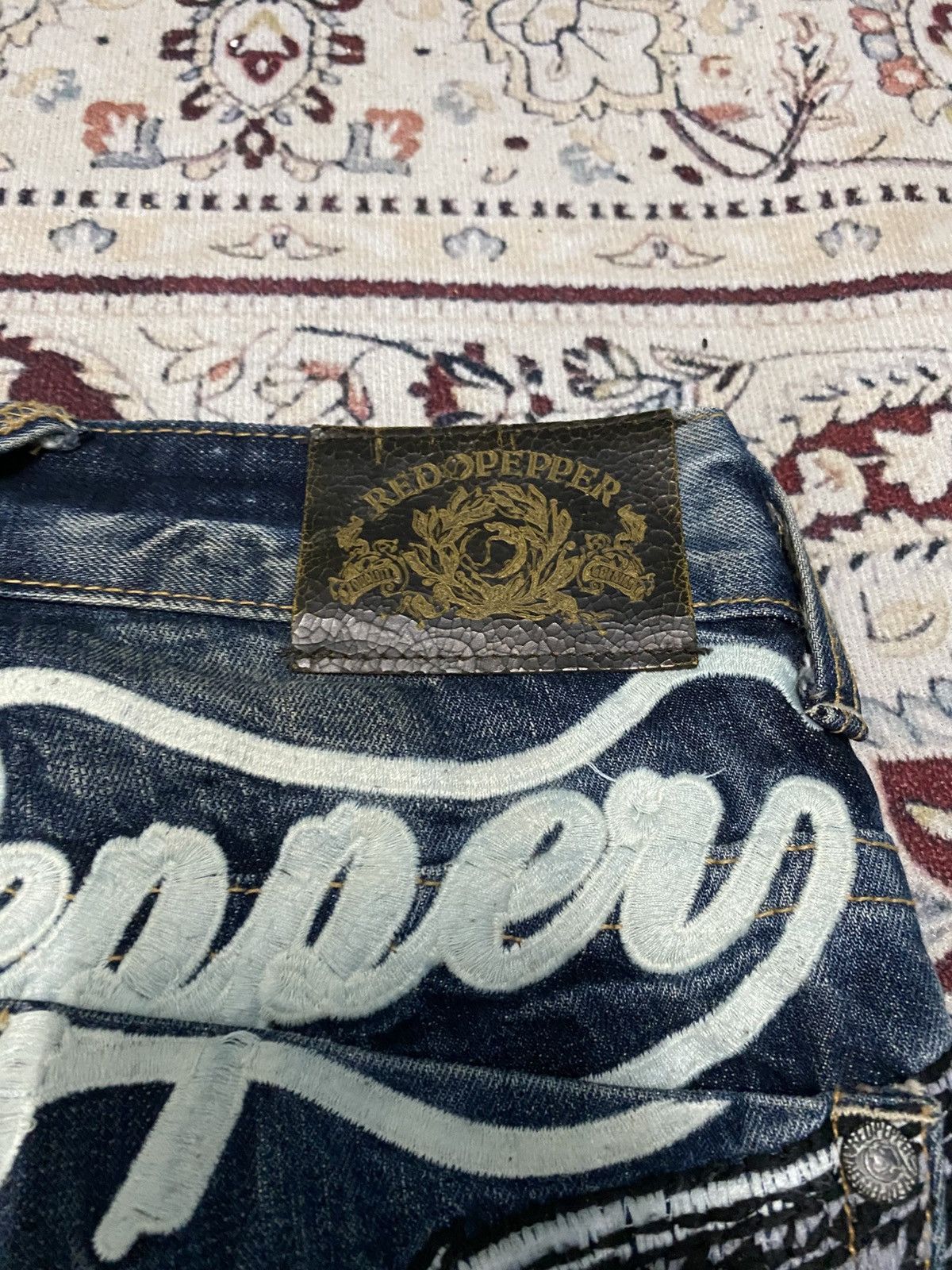 Japanese Brand Red peppers skulls x designer flare jeans Size US 32 / EU 48 - 21 Thumbnail