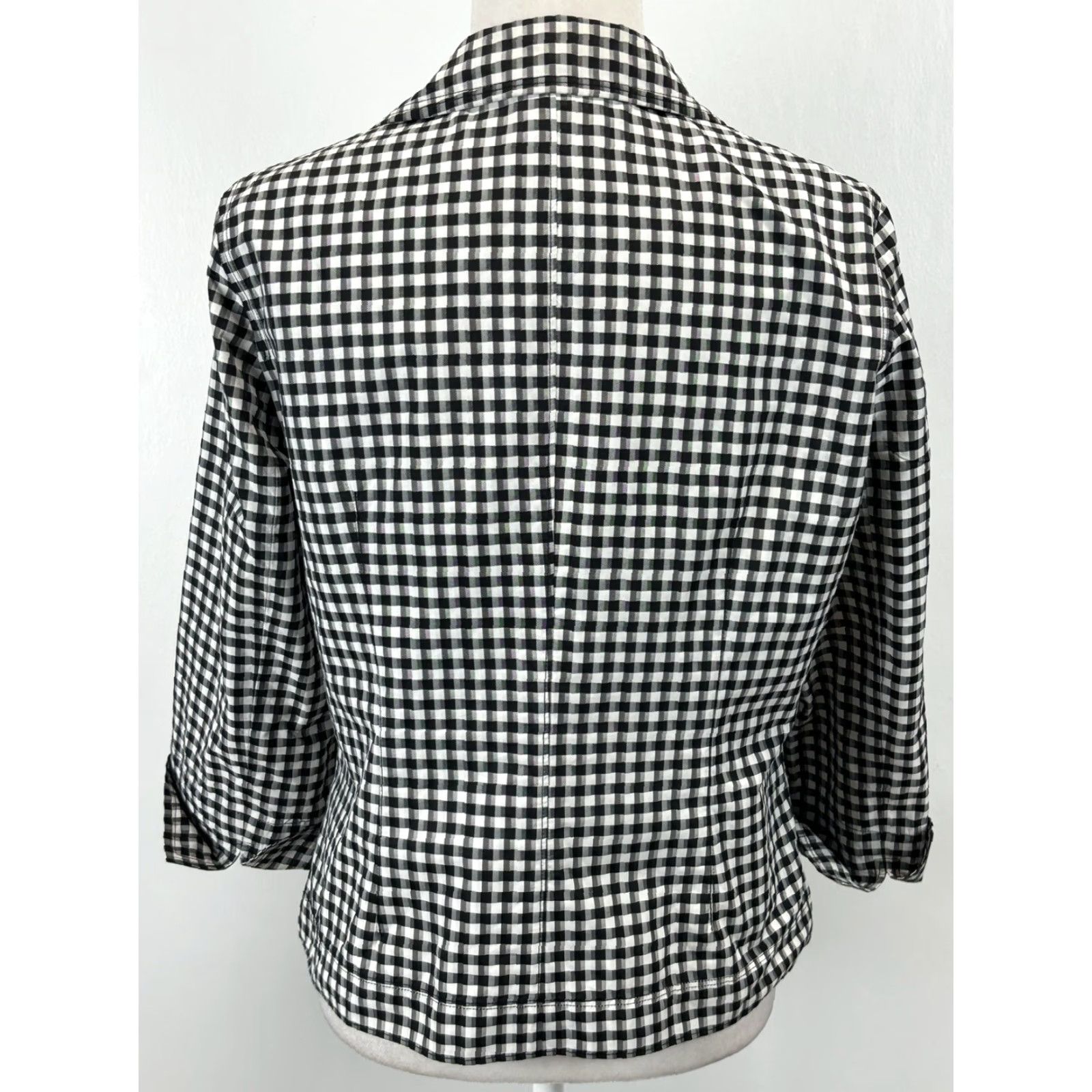 Jones New York Jones New York Gingham Shirt Womens 10 Multicolor Classic Old Money Artsy Blouse 3/4 Sleeve Collared Button Polyester Blend Regular Women Shirt Size L / US 10 / IT 46 - 3 Thumbnail