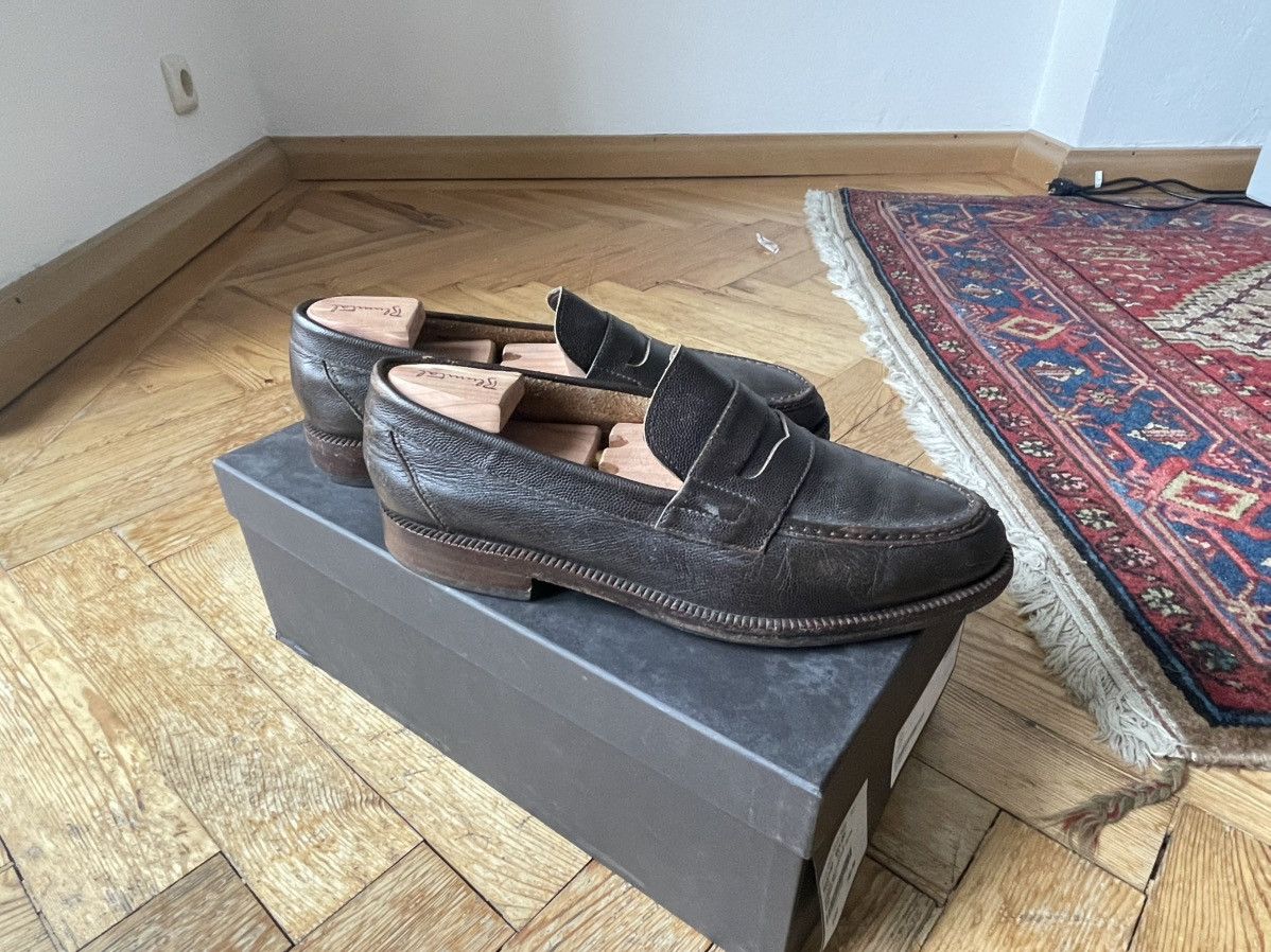 Giorgio Armani Vintage 80/90s GIORGIO ARMANI Mainline Grain Leather Loafers Size US 9 / EU 42 - 2 Thumbnail