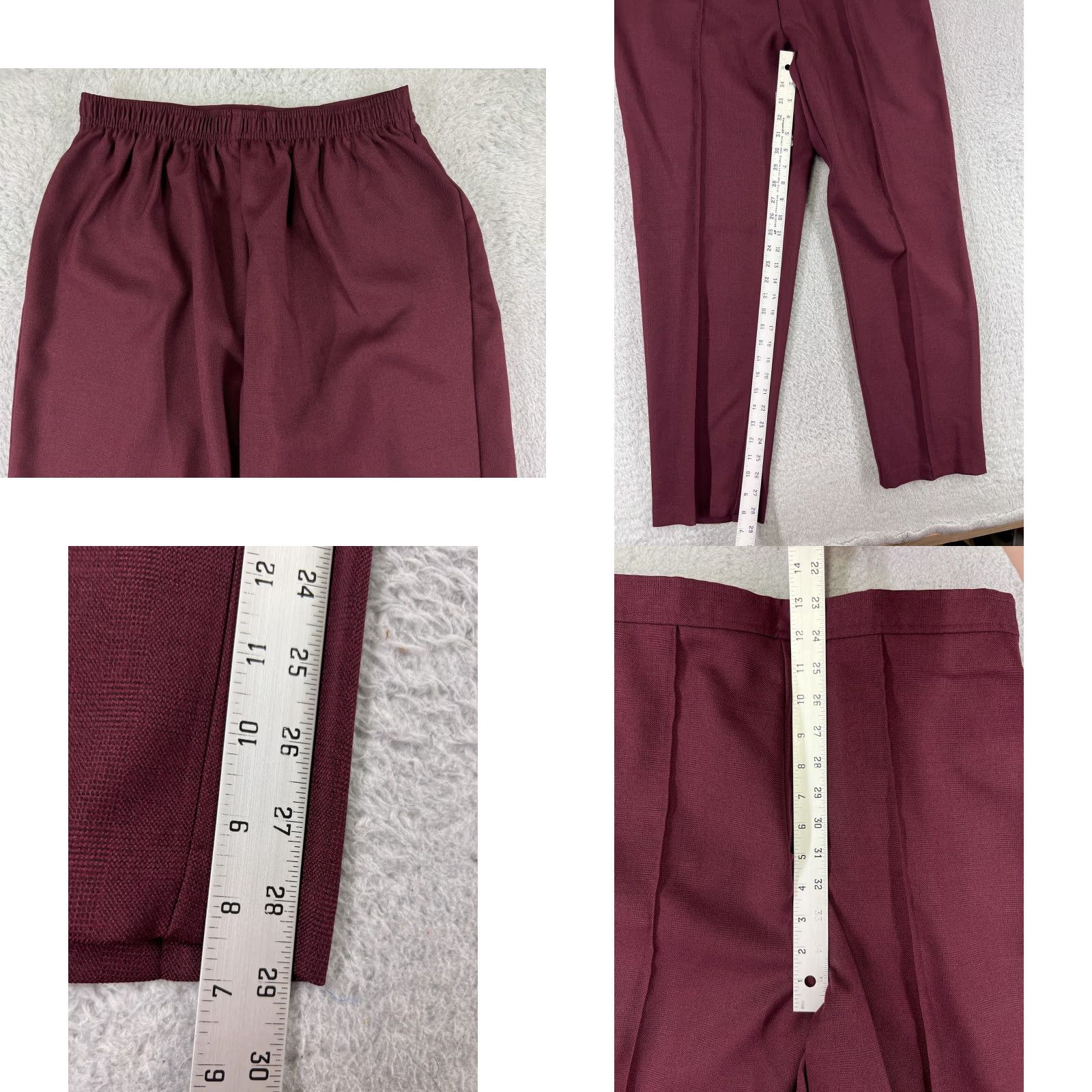 Bend Over Pants Womens 14 Red Pull On 100% Polyester Straight Leg 34x29 Pleated