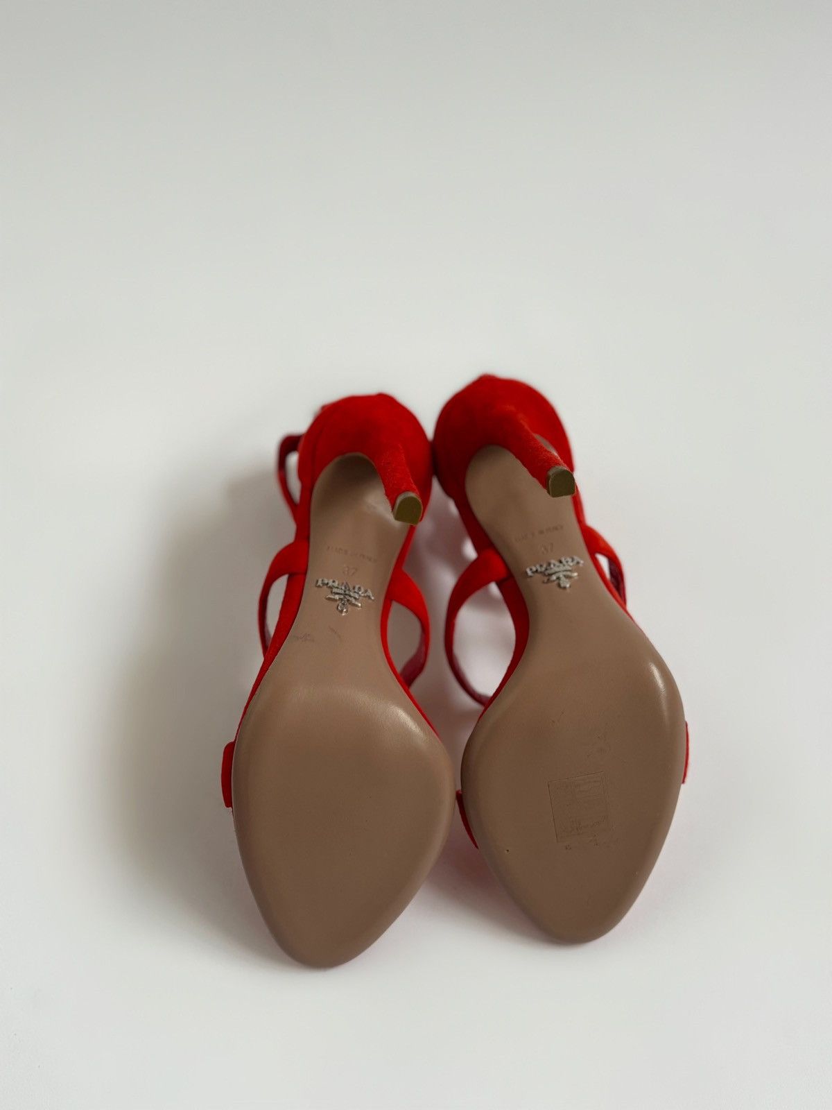 Prada Red Scalloped Strapped Prada Heels Size US 7 / IT 37 - 4 Thumbnail