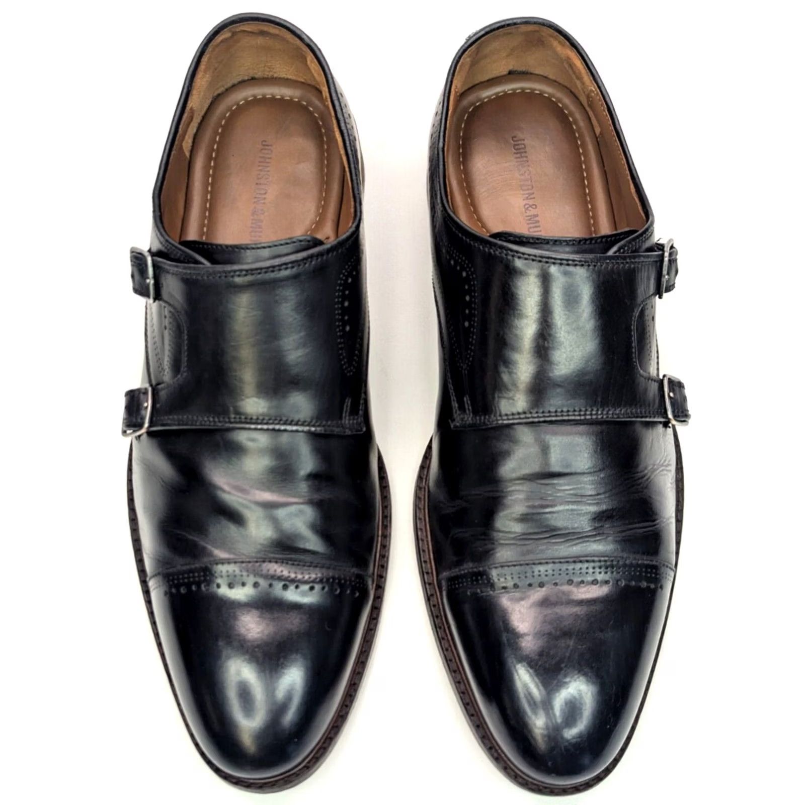 Johnston & Murphy Johnston & Murphy Monk Strap Double Buckle Cap Toe Loafer Mens 9.5 Black Size ONE SIZE - 4 Thumbnail