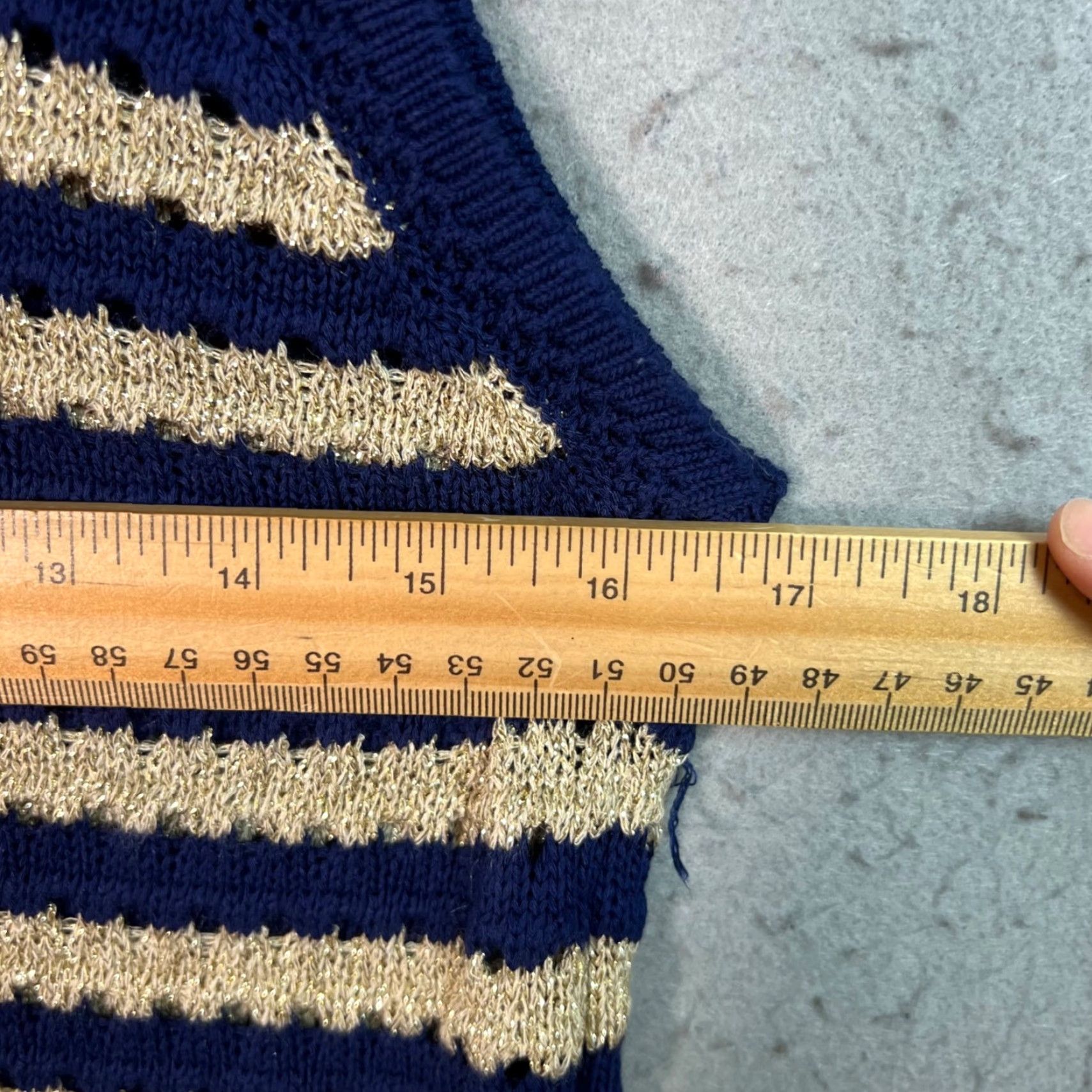 Liu Jo VINTAGE Liu Jo Milano Womens Tank Top Shirt Adult Medium Blue Gold Striped Cotton Metallic Thread Women M Blue Striped 90s Concert Style Mens Womens? Size M / US 6-8 / IT 42-44 - 5 Thumbnail