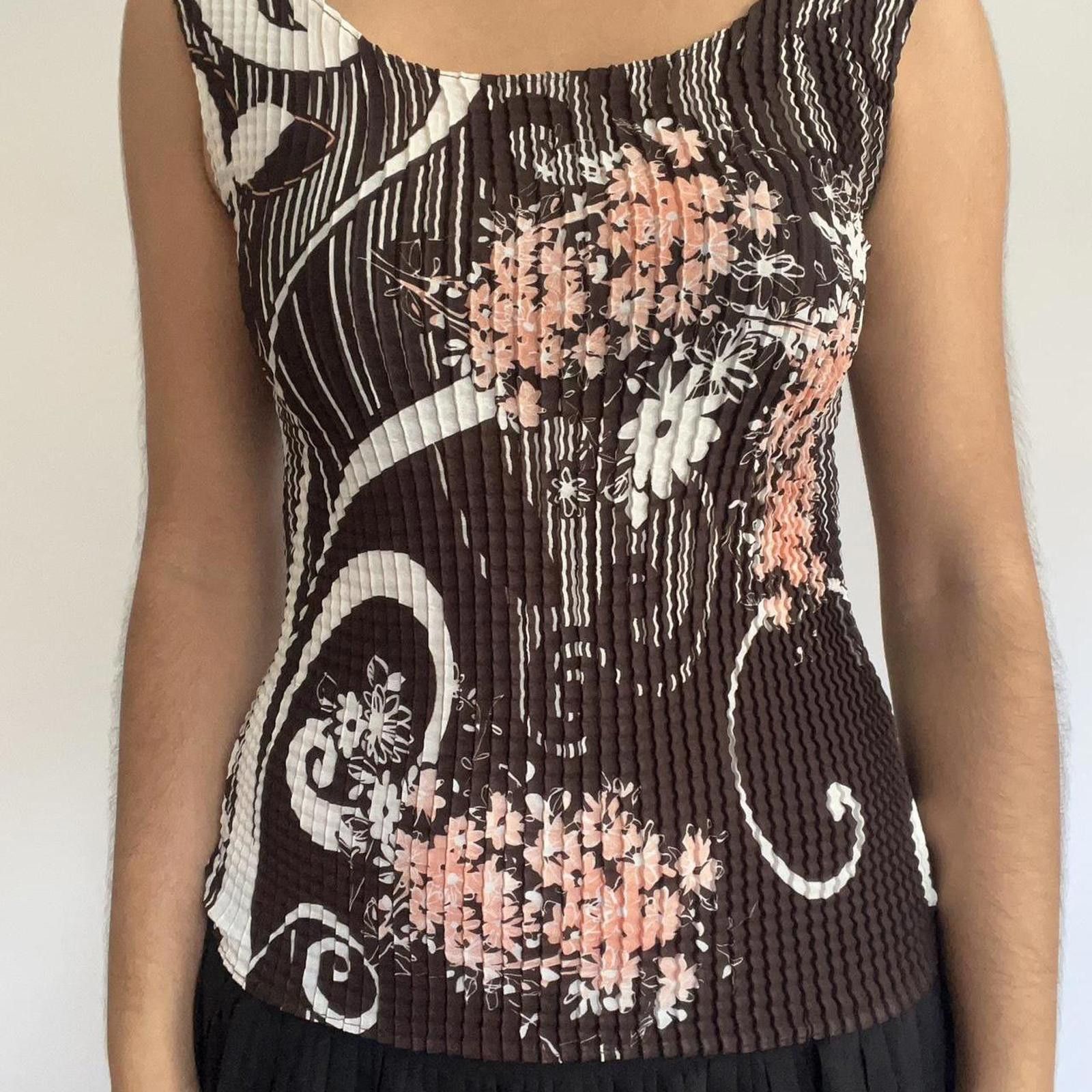 Other Brown and pink floral print ribbed tank top #floral #ribbed Size S / US 4 / IT 40 - 1 Thumbnail