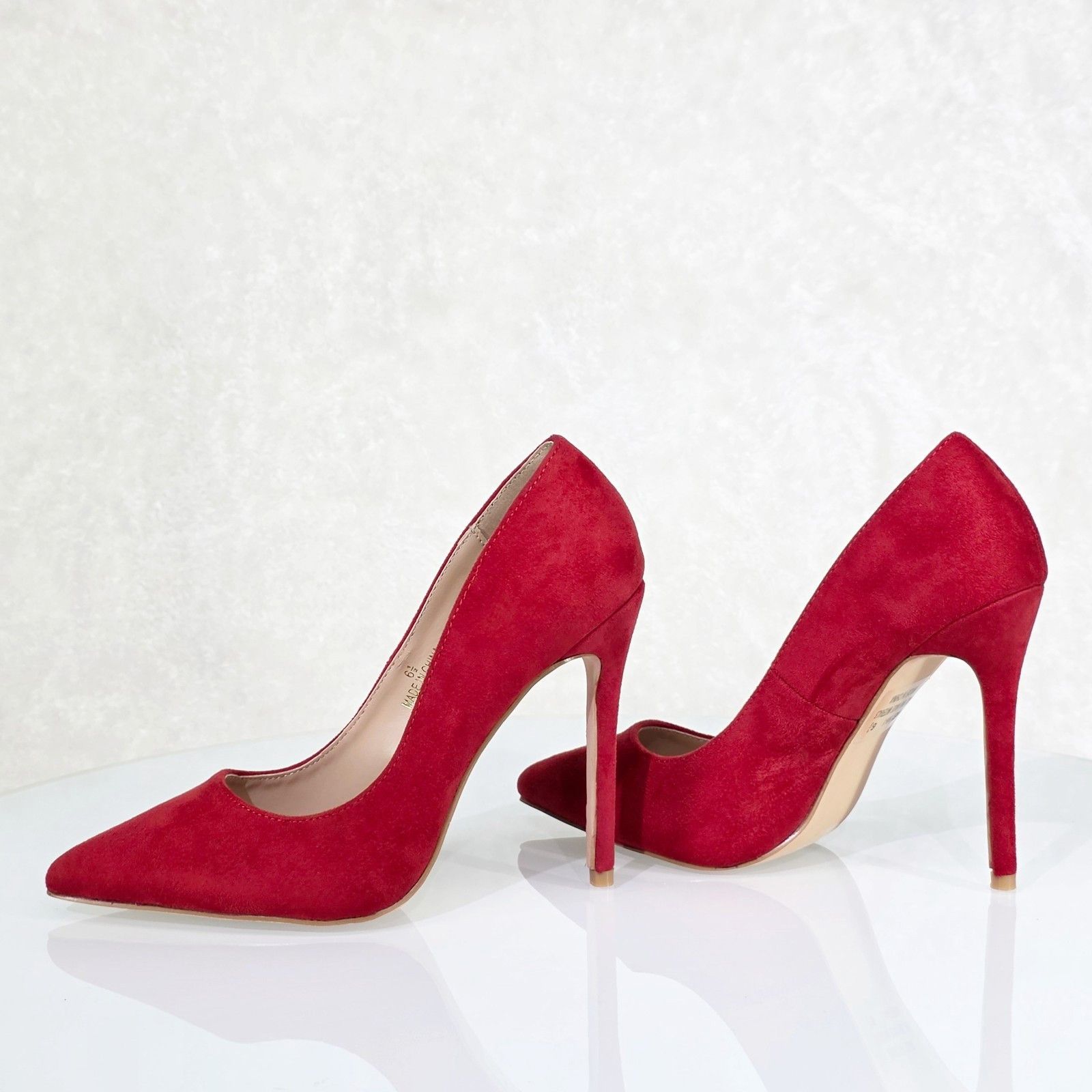Other Lynn Red FX Suede High Heel Shoes Pointy Toe Pumps (Size:6.5 Size US 6.5 / IT 36.5 - 2 Thumbnail